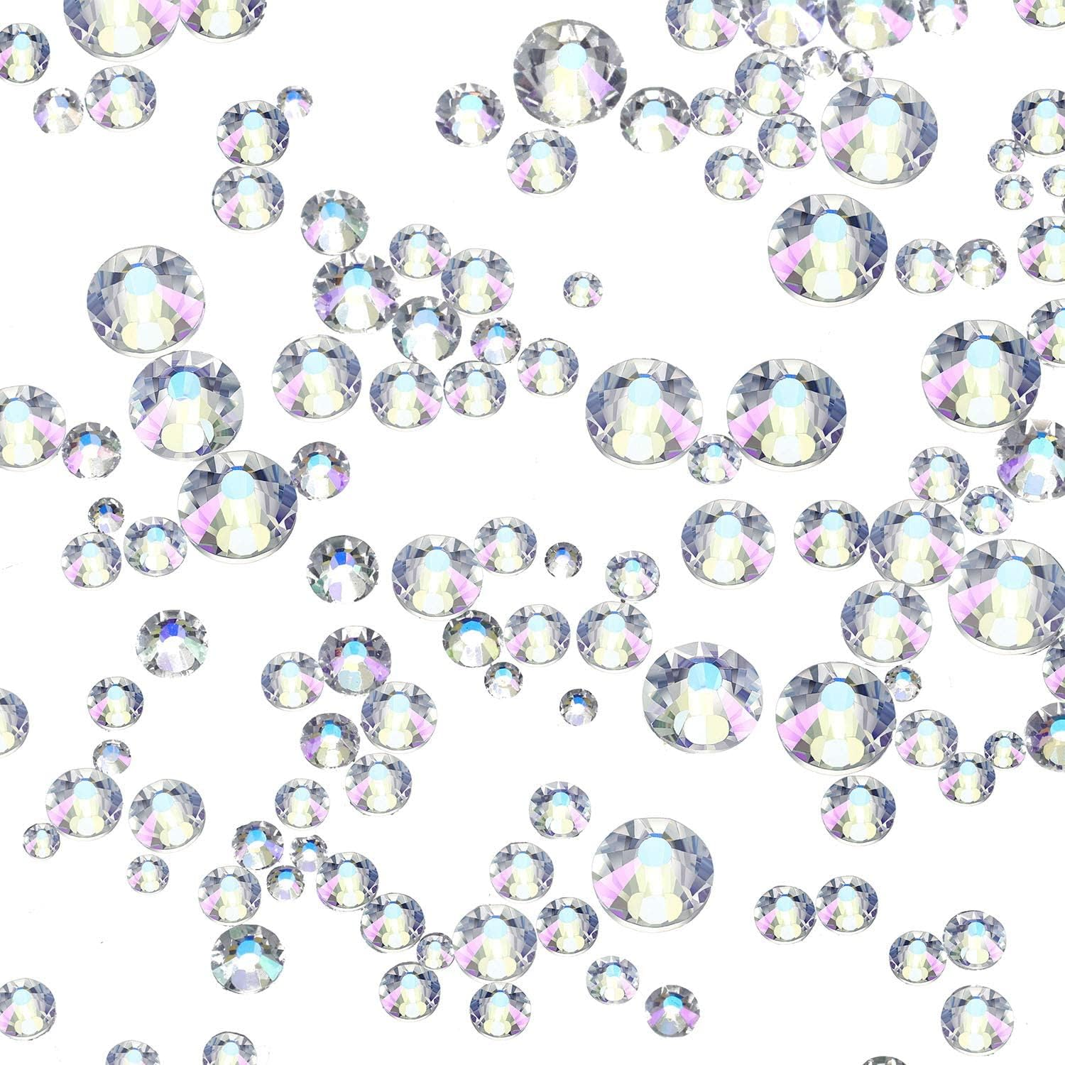 Dubom 4000 Pieces Hotfix Rhinestones Crystals AB Clear Crystal Rhinestones Flatback Gems round Crystal Rhinestones Bulk for Crafts Clothing Dance Costumes (Multicolor)