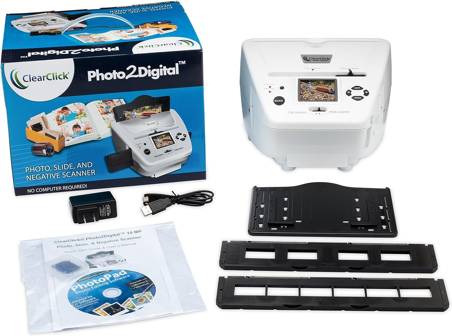Clearclick Photo to Digital Photo Slide and Film Scanner with 4 GB Memory Card & Photo Editing Software image number 1