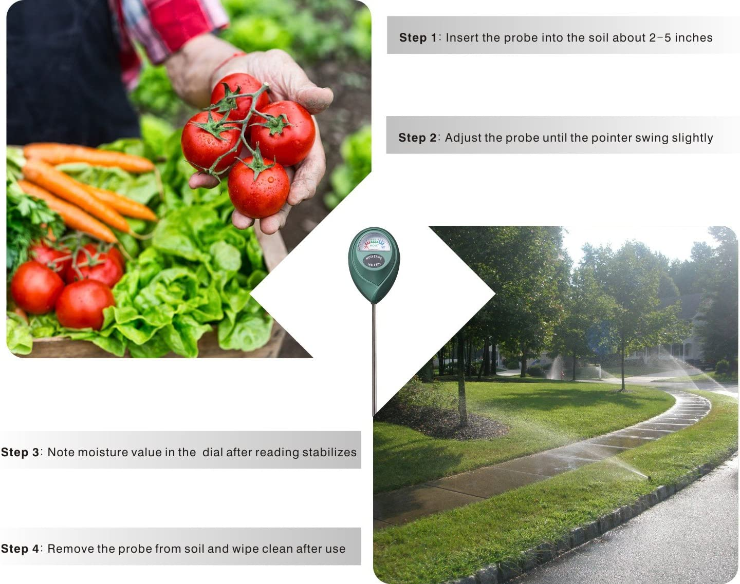 2 Pack Moisture Sensor Meter,Plant Water Monitor, Hygrometer for Gardening, Plant House Plants and Outdoor Plants, No Batteries Required image number 1