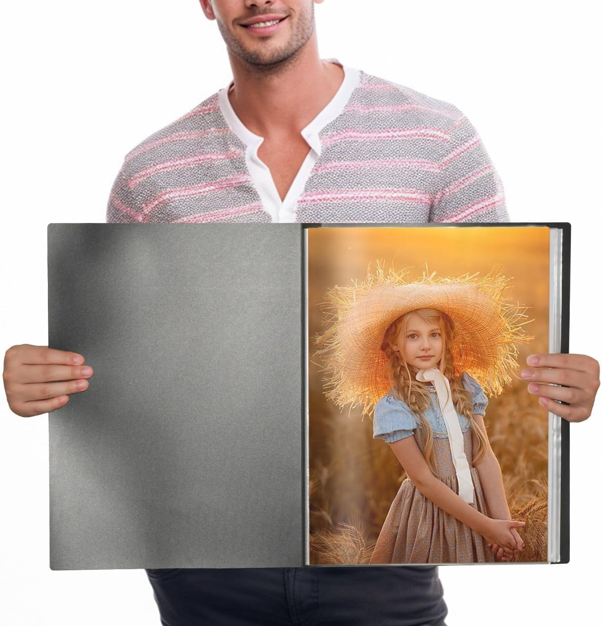 A3 Display Book Folder 40 Pockets Presentation Book with Clear Plastic Sleeves, 80 Views A3 Storage Book for Painting Artwork Portfolio, Black (43.5X32X2.8Cm) image number 6