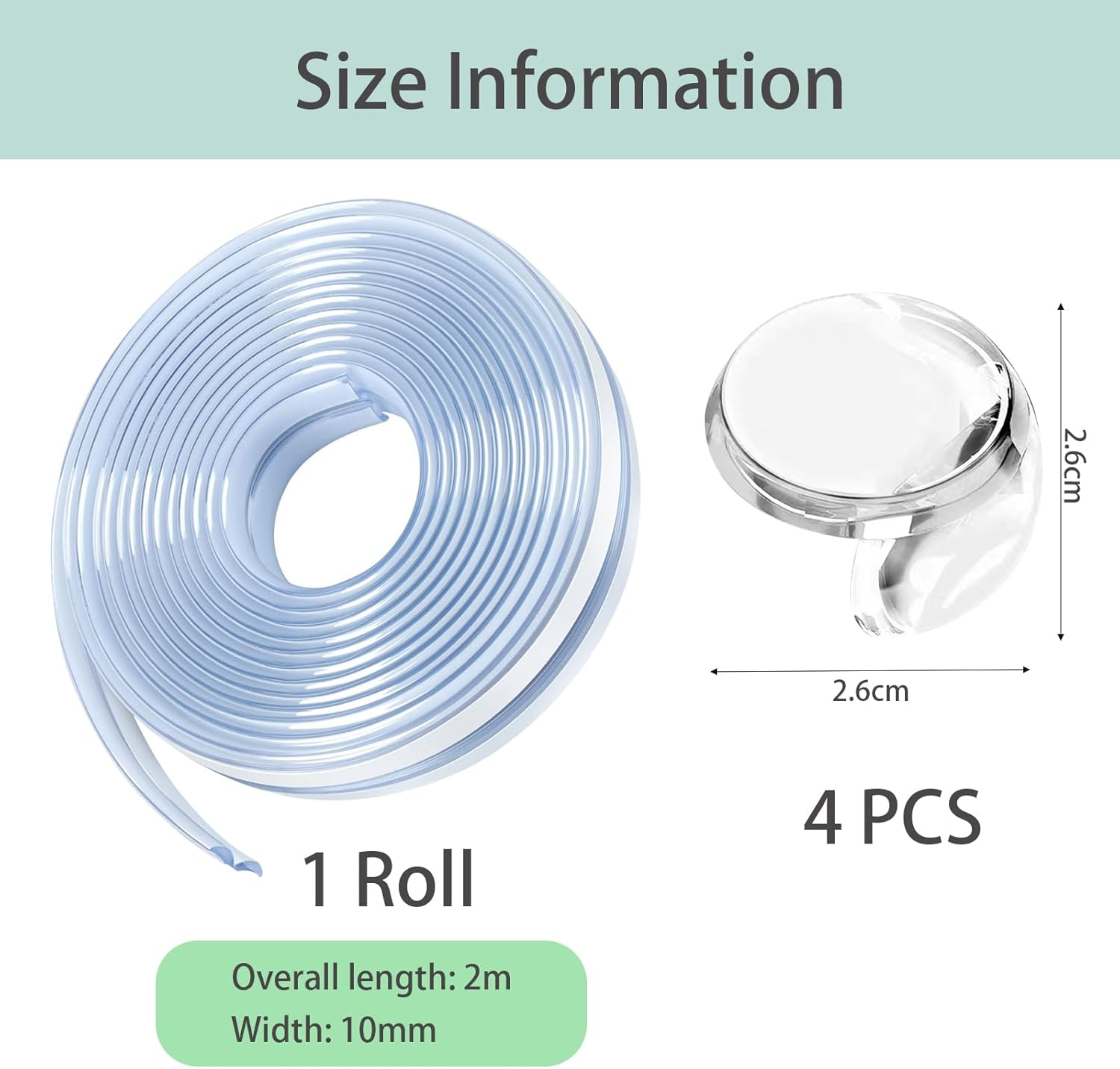 5Pcs 2M Clear Corner Protectors Adhesive Tapes with Circular Shape Table Corner Protectors, Safety Edge Protection Clear Edge Protector Strip Desk Edge Cushion Tables Corner Guards Baby Proofing image number 6