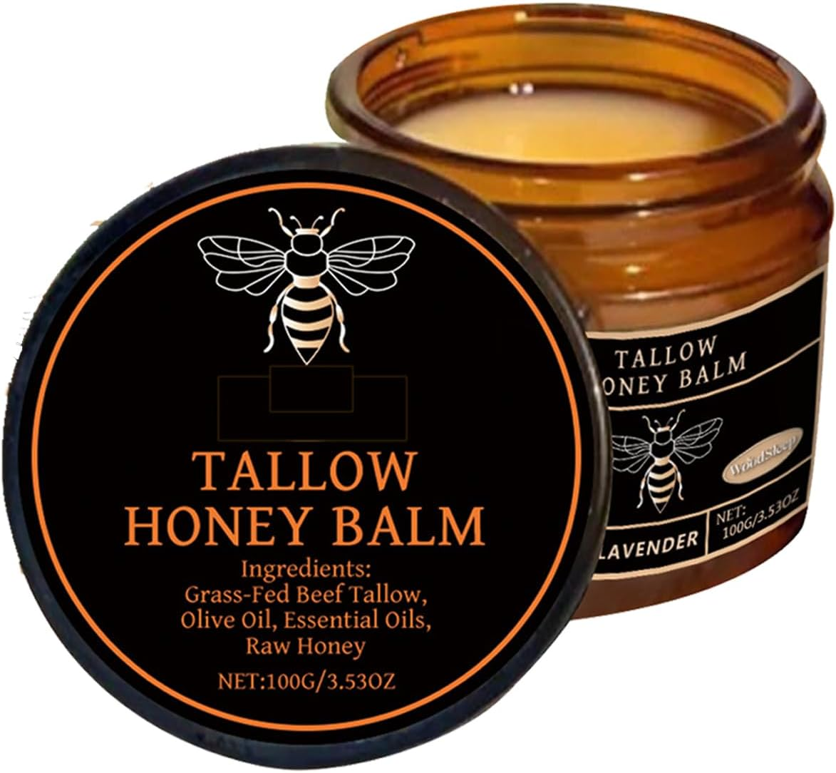2PCS Beef Tallow Moisturiser,Organic Beef Tallow and Honey Balm for Skin Care,Grass Fed Whipped Beef Tallow with Raw Honey for Smooth and Soft Skin(Citrus 2PC, 200 G (Pack of 2))