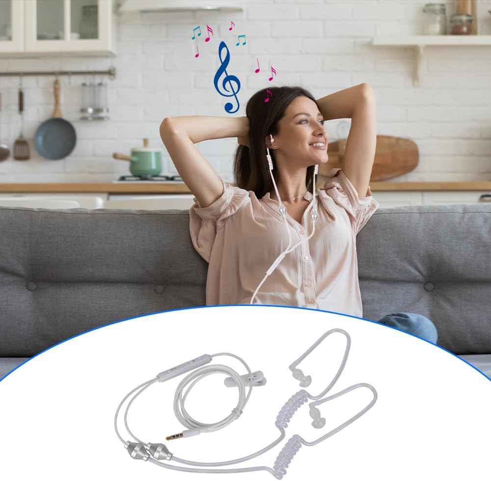 Air Tube Earphones, Acoustic Mobile Phone Double Spiral Headphone anti Radiation Earpiece Throat Mic Noise Cancelling Earbuds 3.5Mm for Most Smart Phones image number 1