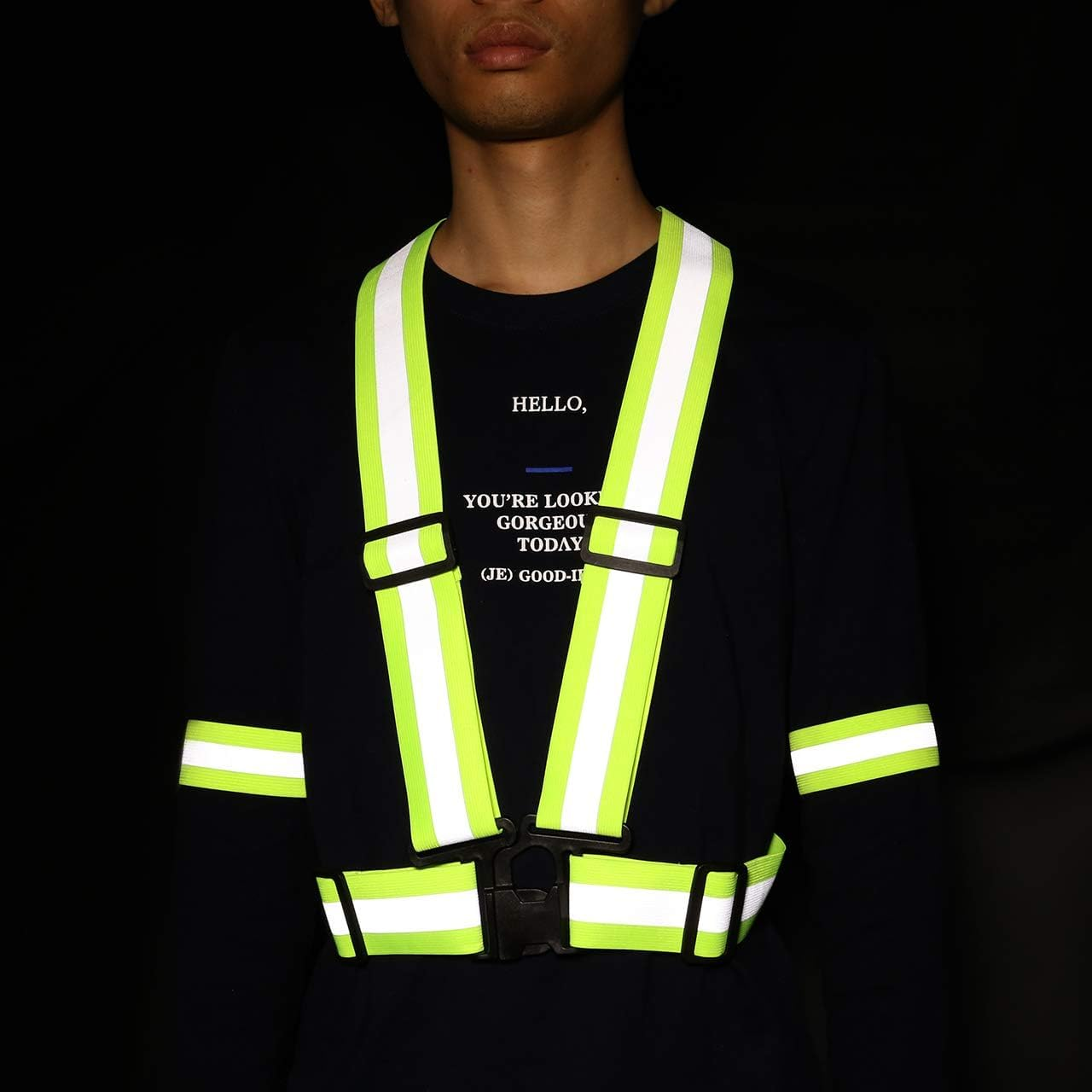 Yerwal Small Children'S Safety Reflective Vest Night Running Gear with Wrist Strap - Elastic, Adjustable, High Visibility Kids' Reflective Vest image number 3