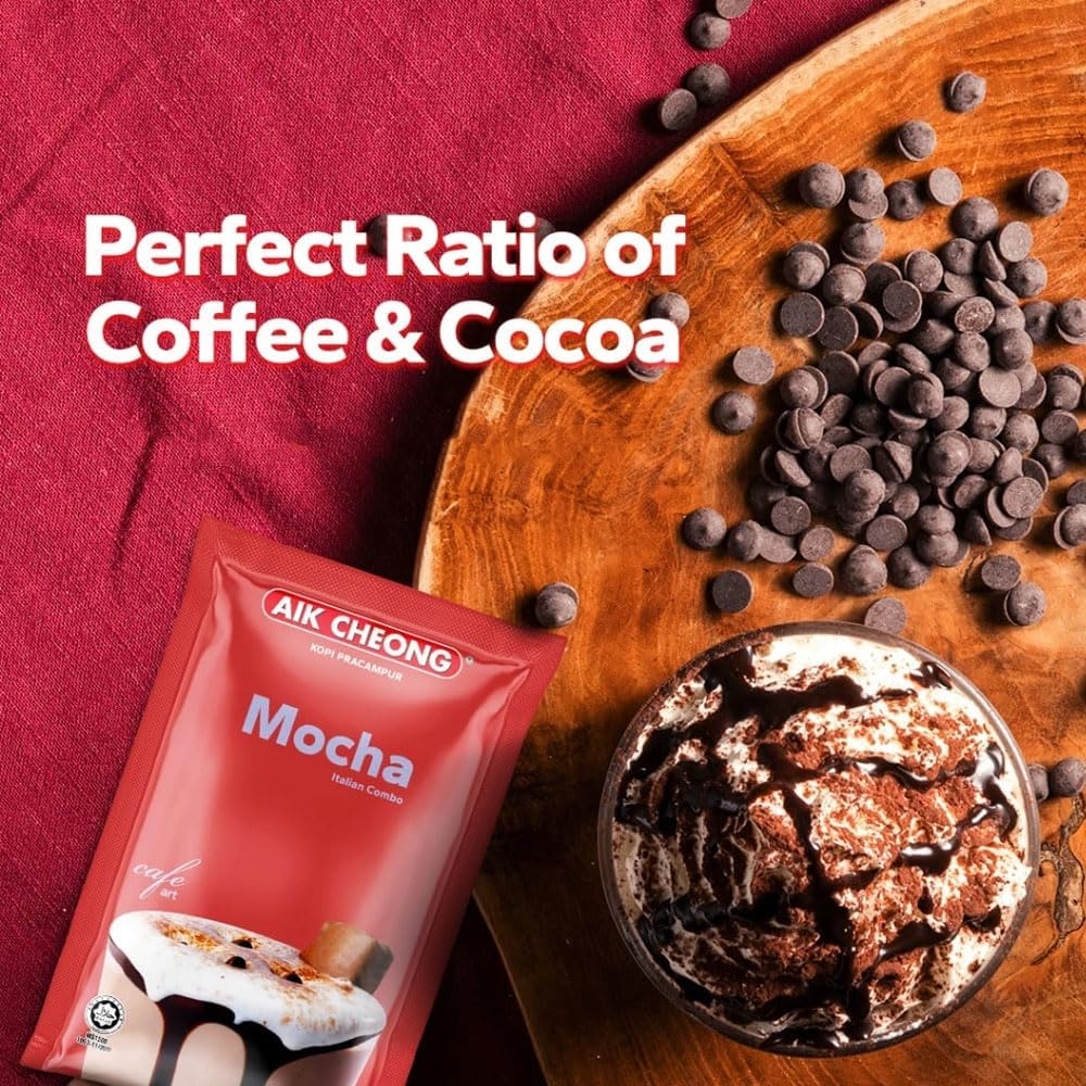 Aik Cheong Mocha Instant Coffee | Smooth Blend of Coffee and Chocolate | Creamy and Indulgent Beverage with Rich Flavour | Convenient 25 G Sachets for Quick Preparation | 12 Pack image number 3
