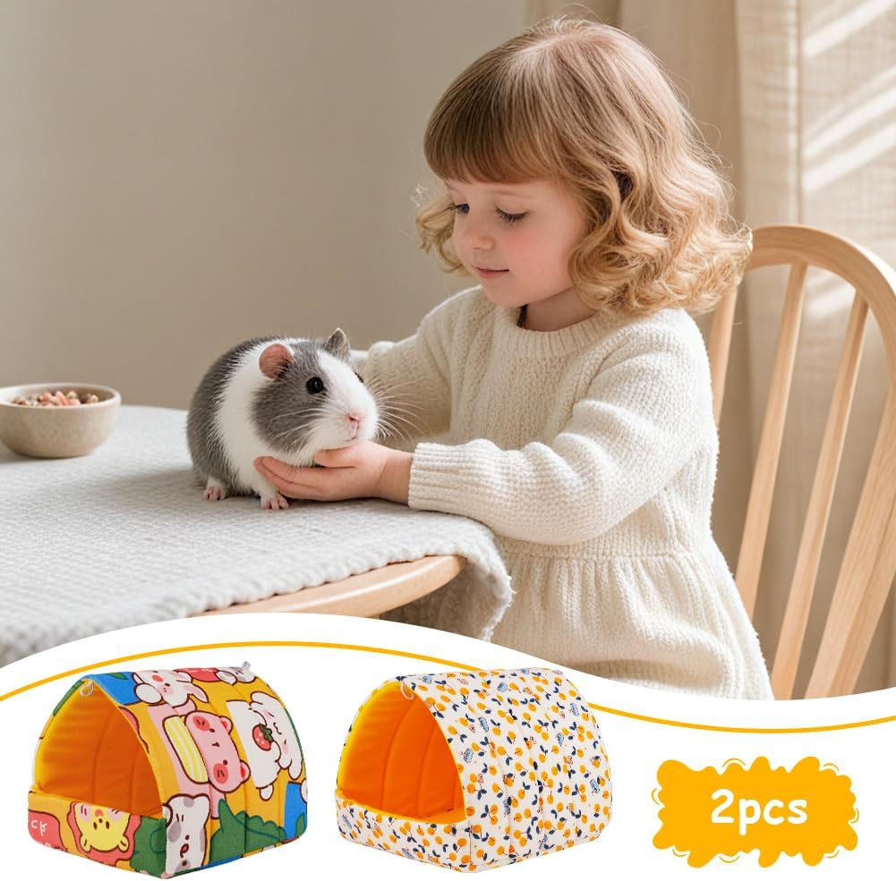 HOTUT Guinea Pig Bed,2Pcs Cave Cozy Hamster Small Animal Beds Hideout,Warm Guinea Pig House,Washable Small Animal House Cage Accessories for Chinchillas,Hamsters,Dwarf Rabbits image number 4