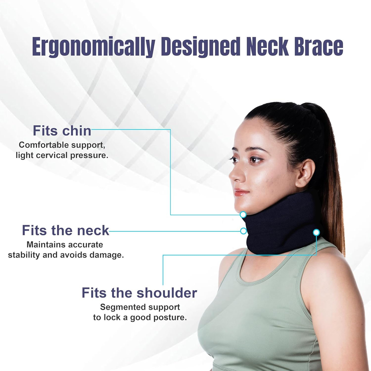 Wonder Care Neck Brace for Sleeping Cervical Collar Relief Neck Pain and Neck Support Soft Foam Wraps Keep Vertebrae Stable for Relief of Cervical Spine Pressure for Women & Men Black-Medium image number 2