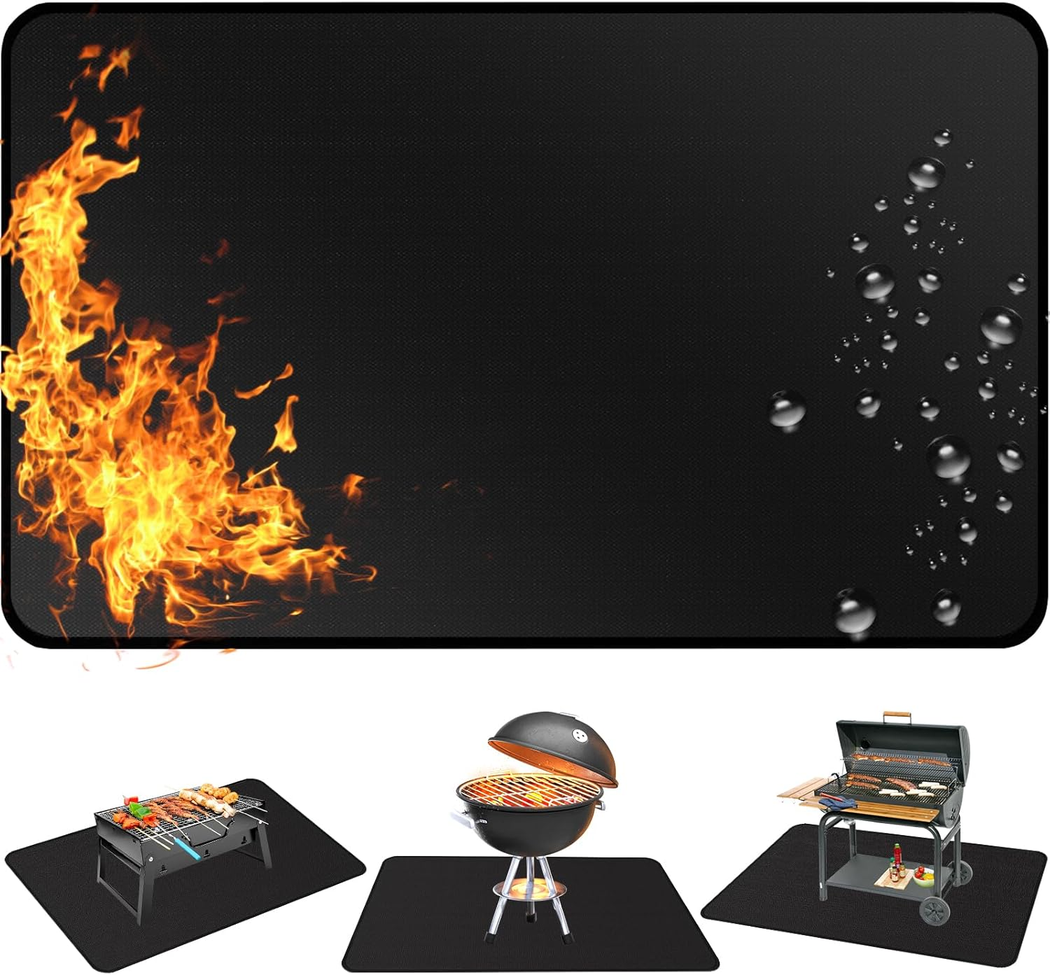 Large under Grill Mat, Fireproof Grill Pads for Outdoor Charcoal, Flat Top, Smokers, Gas Grills, Deck and Patio Protective Mats, Indoor Fireplace Mat Prevents Ember Damage Wood Floor (165 * 99 Cm) image number 1