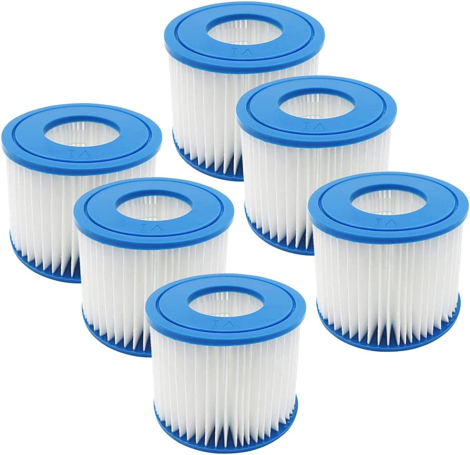 6Pcs Replacement Swimming Pool Filter for Bestway, Size VI Filter Cartridge Compatible with Lay-Z-Spa, Miami, Vegas, Palm Springs, Paris Monaco image number 1