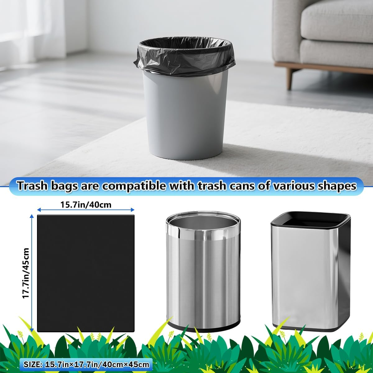 5L Bin Bags Small Trash Bags 1.2 Gallon Garbage Bags Bathroom Bin Liners,Strong Compost Bags,Black,120 Count image number 1