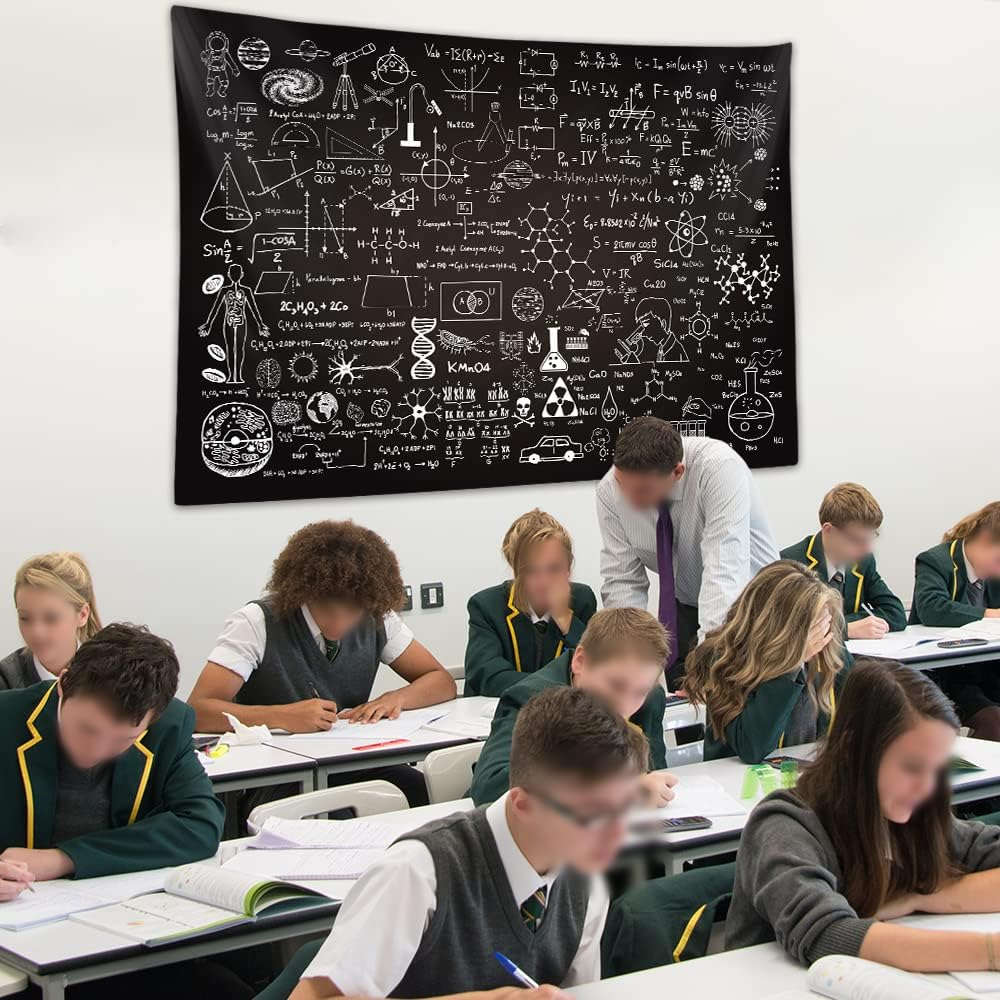 Classroom Tapestry for Science Lab Backdrop Decorations, Math Science Theme Table Cloth Tapestries Wall Hanging for Bedroom College Dorm Living Room School Decor 80X60", Education Poster Blanket image number 6