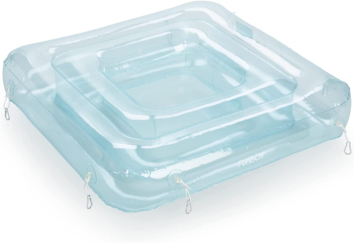 FUNBOY Clear Blue Chaise Connection Inflatable Drink Cooler, Connects Four FUNBOY Chaise Lounger Pool Floats, Floating Drink Holder, Perfect for a Summer Pool Party