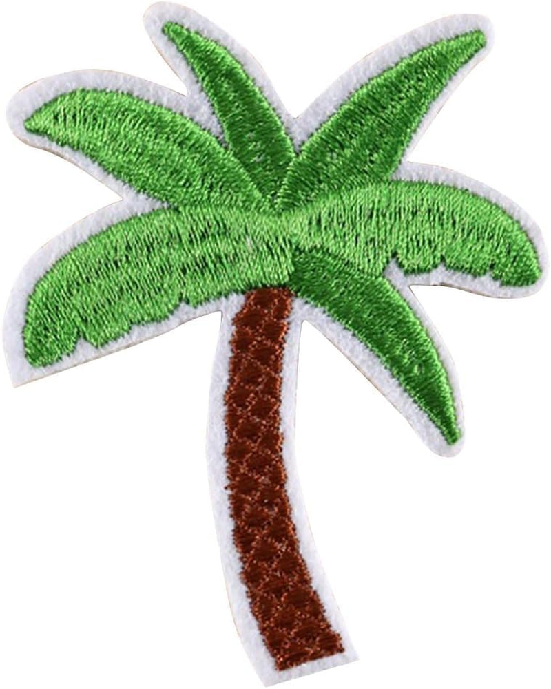 5Pcs Green Applique Art Crafts for DIY Clothing Accessories,Coconut Palm Tree Embroidered Patch Iron on Patch DIY Sewing Applique Trim and Embellishments Applique Patches, Appliques image number 3