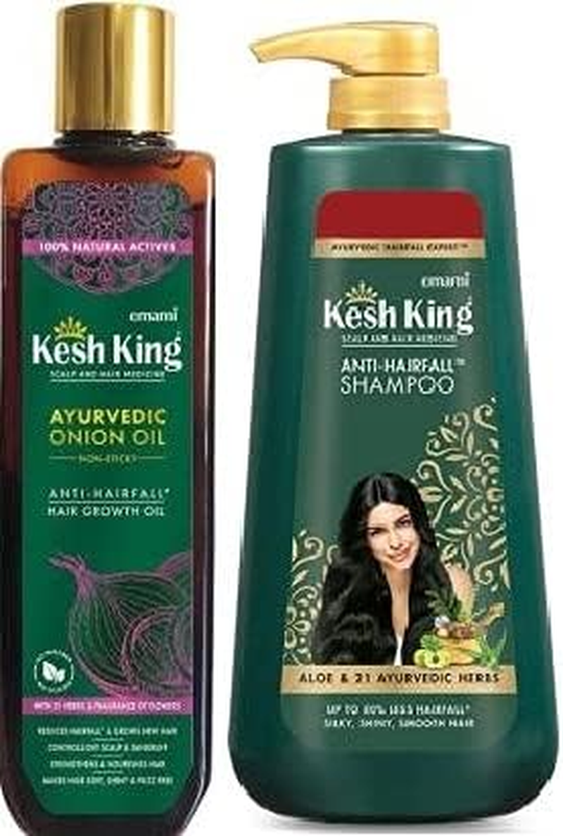 Kesh King Ayurvedic Onion Oil Non Sticky anti Hair Fall Hair Growth Oil 200Ml & Kesh King Scalp and Hair Medicine Anti-Hair Fall Shampoo 600Ml
