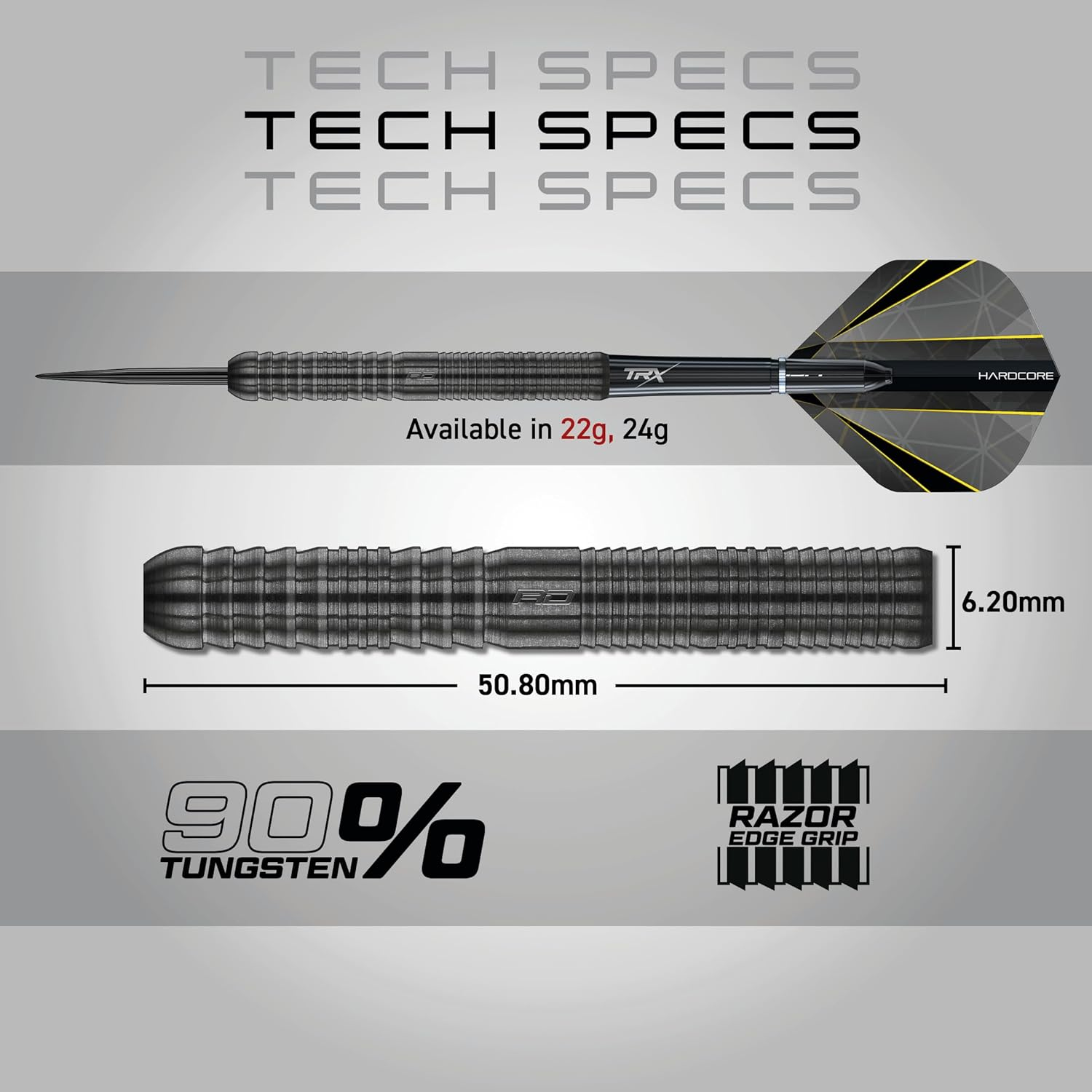 RED DRAGON Darts - Seren Onyx 1 22G - 90% Tungsten Professional Steel Tip Dart Set with Dart Flights and Dart Shafts image number 6