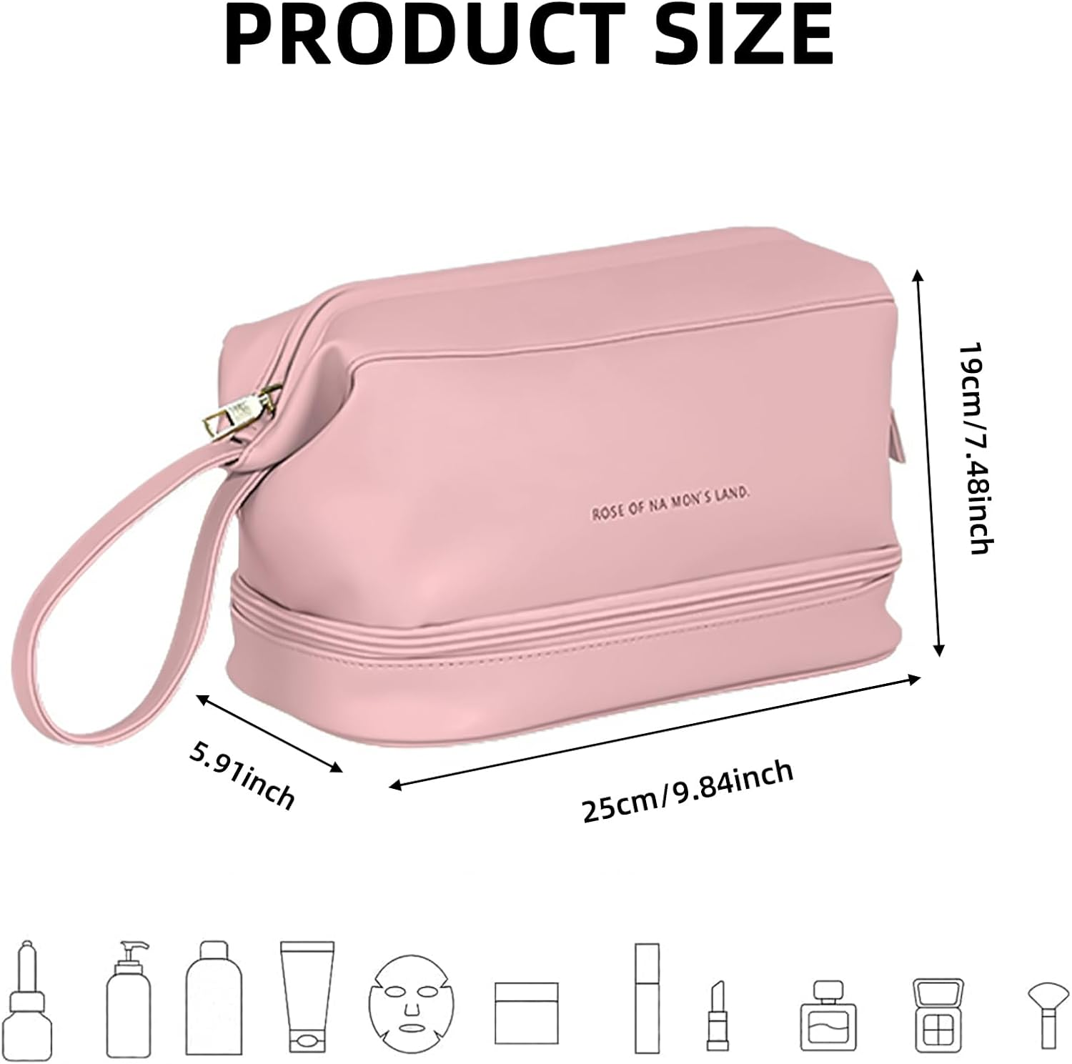 JZS Large Capacity Makeup Bag Ladies Cosmetic Bag Travel Bag with Compartments Portable PU Leather Travel Makeup Bag with Handle Pink - Pink image number 5