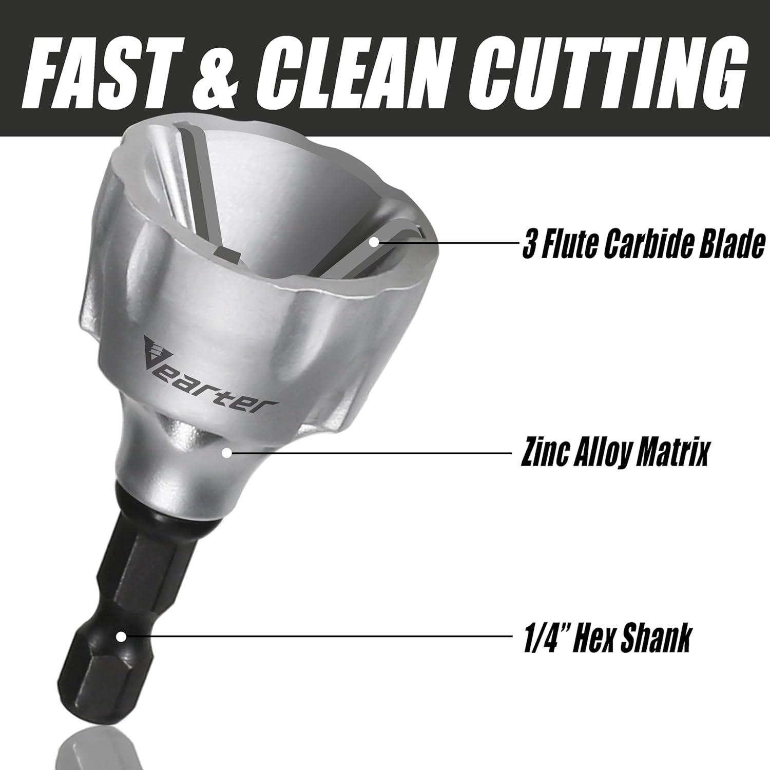 Vearter Deburring External Chamfer Tool for Metal, Countersink Chamfering Drill Bit with Carbide Blades, Bolt Thread Repair Tool Quick Release Hex Shank Fits 3Mm to 19Mm image number 5