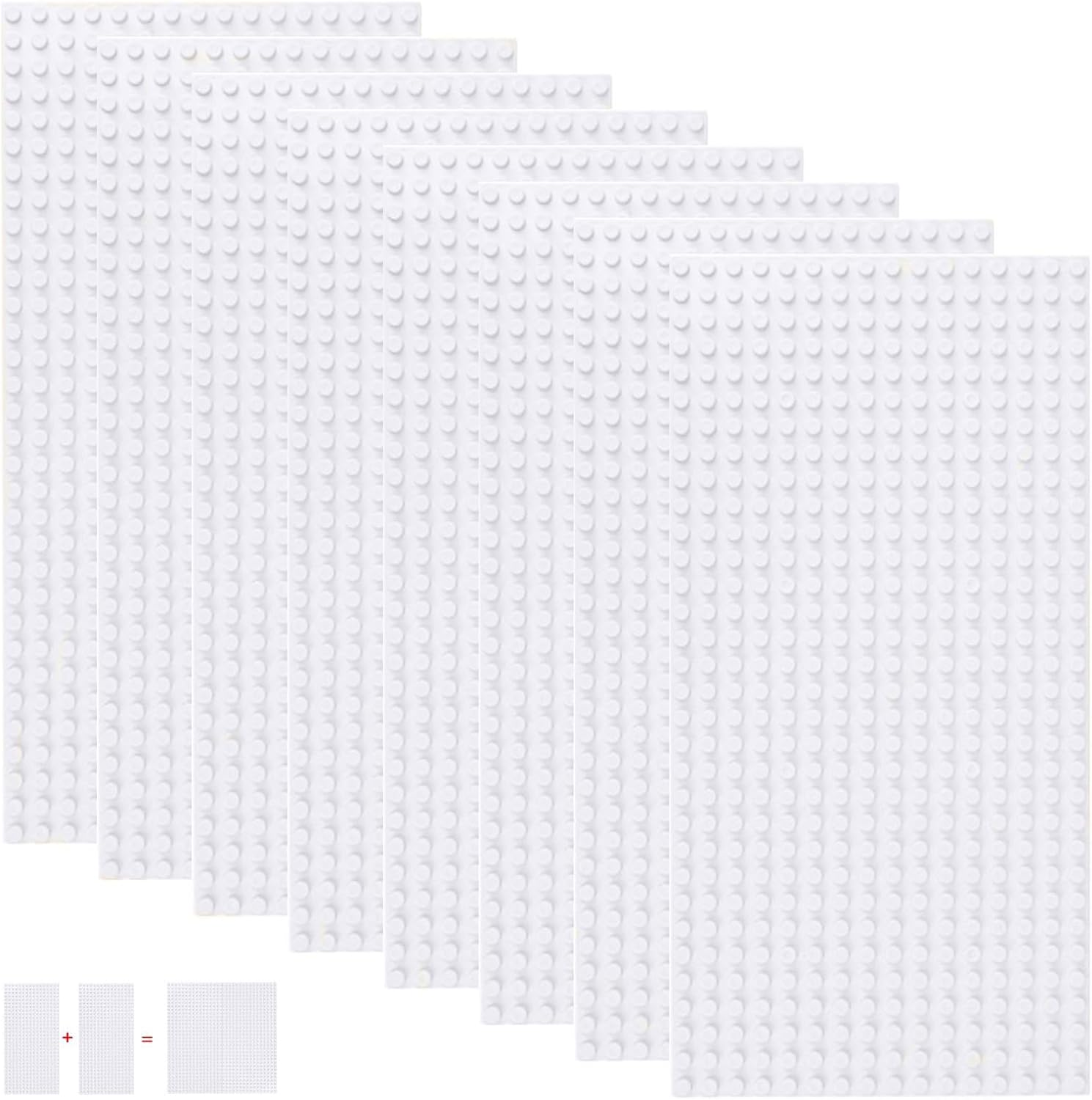 Shinefinder 8 Plate Set Building Plates Compatible with Most Brands, Rectangular Base Plates 25.6 X 12.8 Cm with 16 X 32 Nubs for Creative Play (Sand, 25.6 X 12.8 Cm)