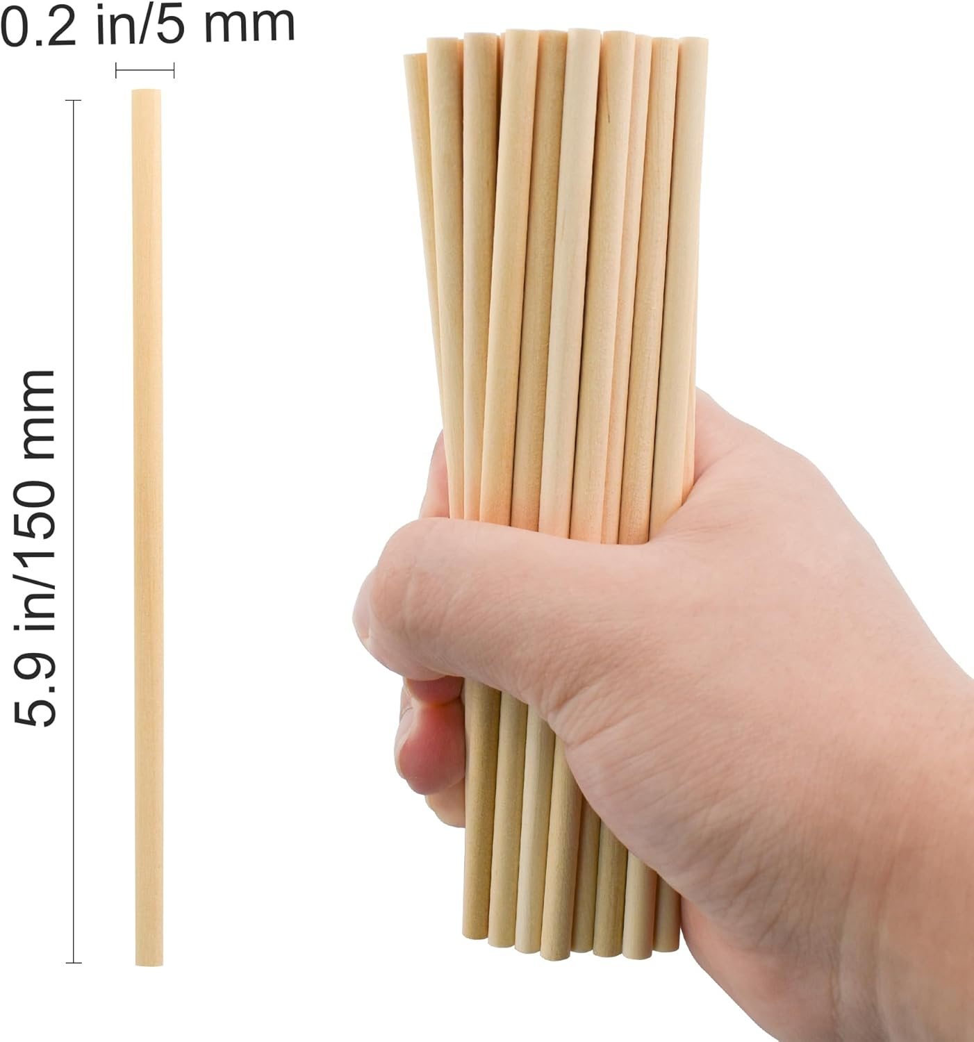 Enkrio 50PCS Dowel Rods Wood Sticks Wooden Dowel Rods - 3/16 X 6 Inch Unfinished Wood for Crafts Doweling Rods for Crafts and Diyers - 1/4'' X 12'' Dowels image number 7