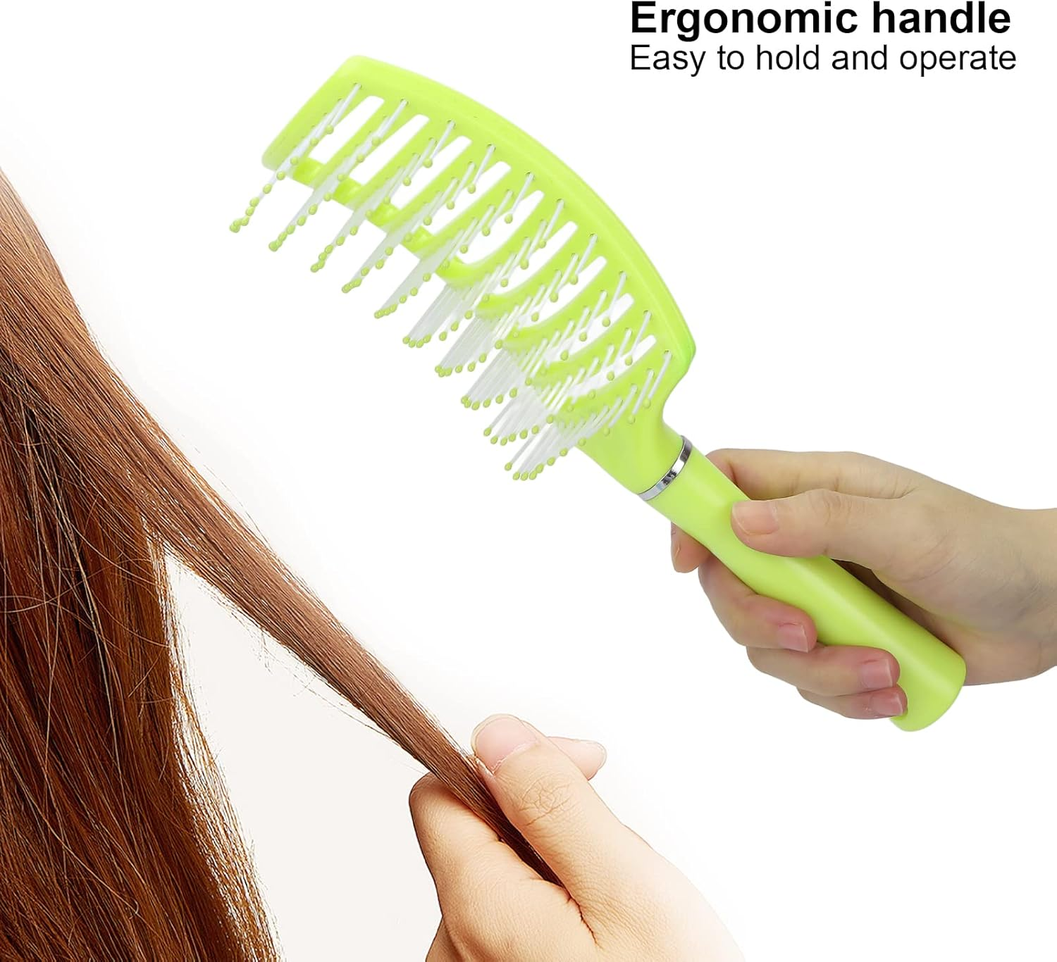 Hair Brush, Curved Scalp Massage Ergonomic Paddle Hair Brush for Hair Salon for Home Travel for Men Women(Fluorescent Yellow) image number 1