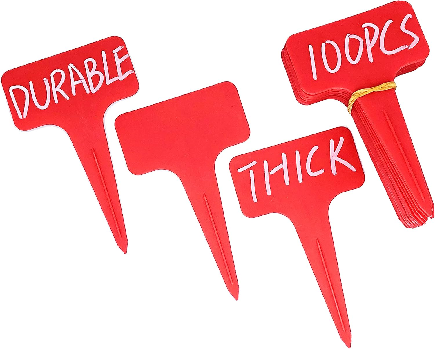 Datpuik 100 PCS White Plastic Plant Tags Thick Gardens Labels T-Type Nursery Markers Re-Usable