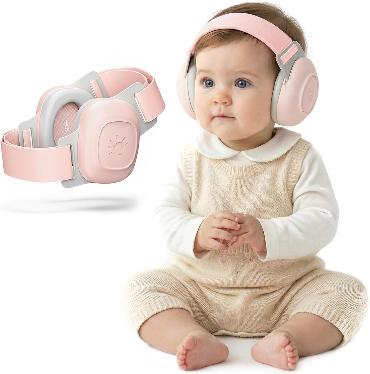 Rndeen Pro Baby Ear Muffs for Noise Protection 25Db Noise Reduction for Infants 0-48 Months CE & ANSI Certified Adjustable Ergonomic Ultrasoft Anti-Slip Safe Soothing Travel Sleep (Pink) image number 4