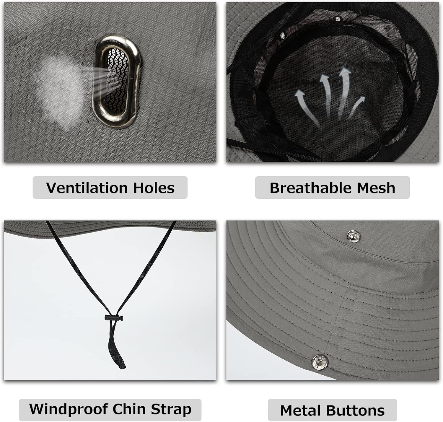 Surblue Boonie Sun Hat Wide Brim Fishing Hat with String for Hiking, Travel - Beige image number 6