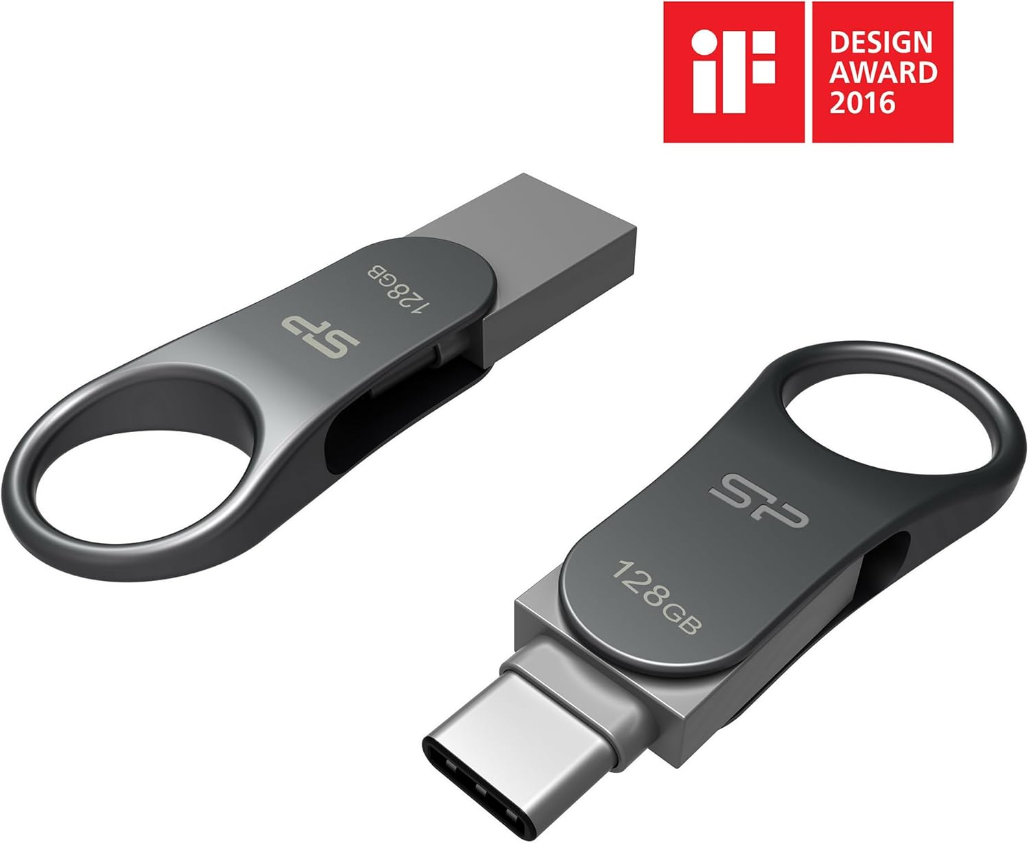 Silicon Power 64GB Dual USB-C USB-A OTG Flash Drive, USB 3.0 Type-C Type-A with Keychain Hole Key Ring Design, Metal Casing Dustproof Waterproof Thumb Drive Pen Drive Memory Stick, Mobile C80 Series image number 5