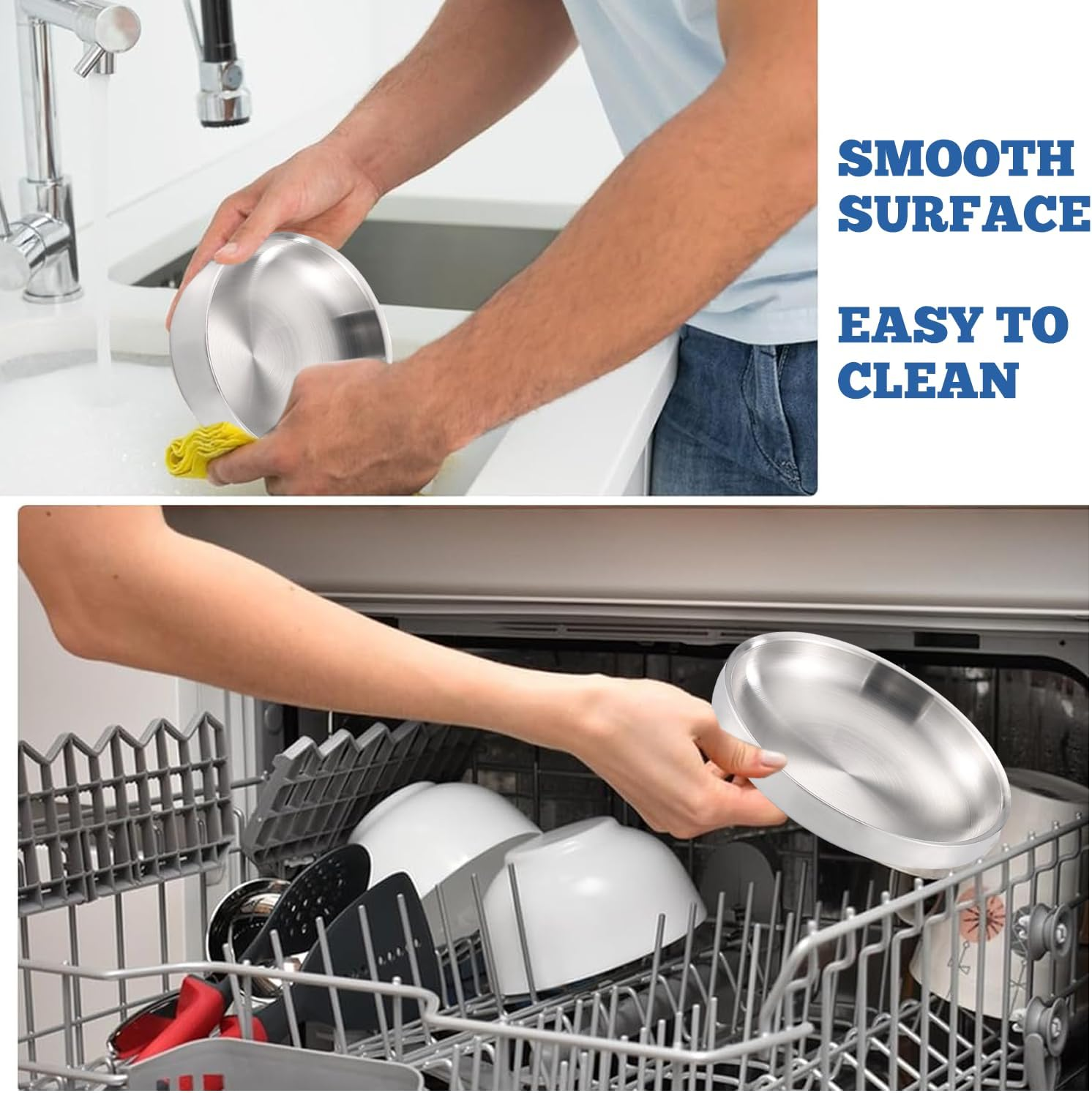 LEKEFET Cat Bowl Flat: Stainless Steel, Metal 304, Drop-Proof, Bowl Width 15 Cm, Easy to Clean image number 5