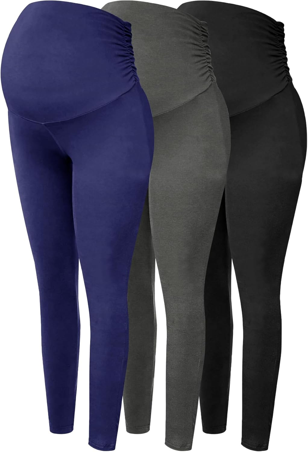 PARNIXS Women'S Maternity Workout Leggings over the Belly Pregnancy Yoga Pants with Pockets Soft Activewear Yoga Pregnancy Pant（3-Piece Set） image number 1