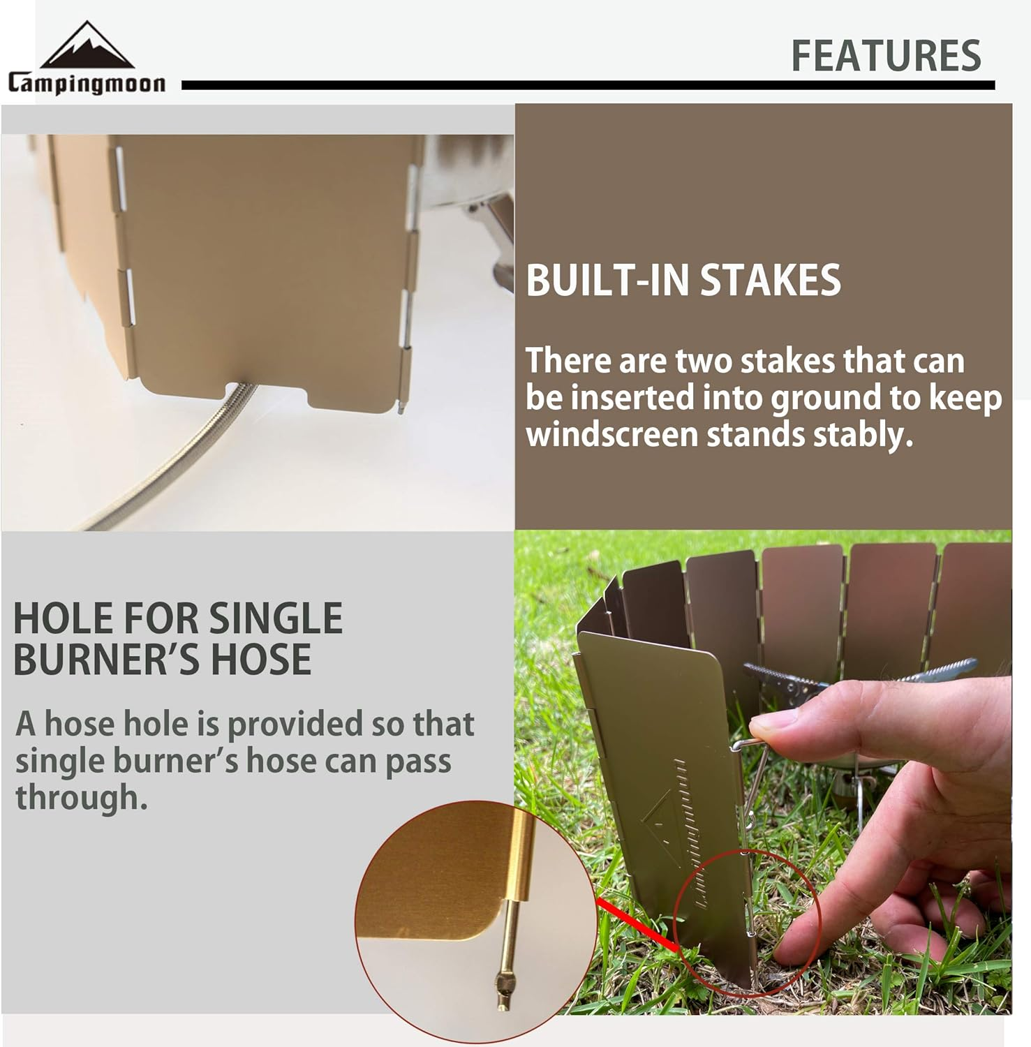 CAMPINGMOON 5.5 Inch High Camping Stove Windshield with Storage Box YD-8 - 8.66 Inch Height Yd-10 image number 4