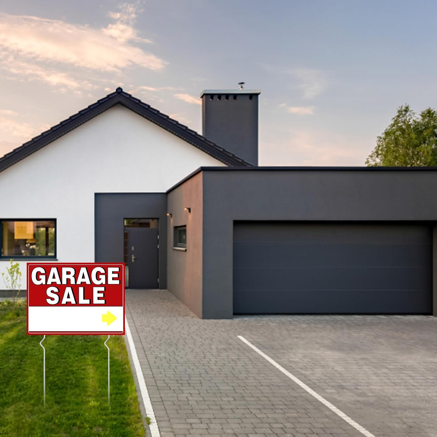 4Pcs Garage Sale Sign, Garage Sale Signs Set with Stakes 16X12 Inch Double Sided Yard Sale Signs with Arrow Price Stickers Waterproof Garage Sale Sign for Sales Event image number 5