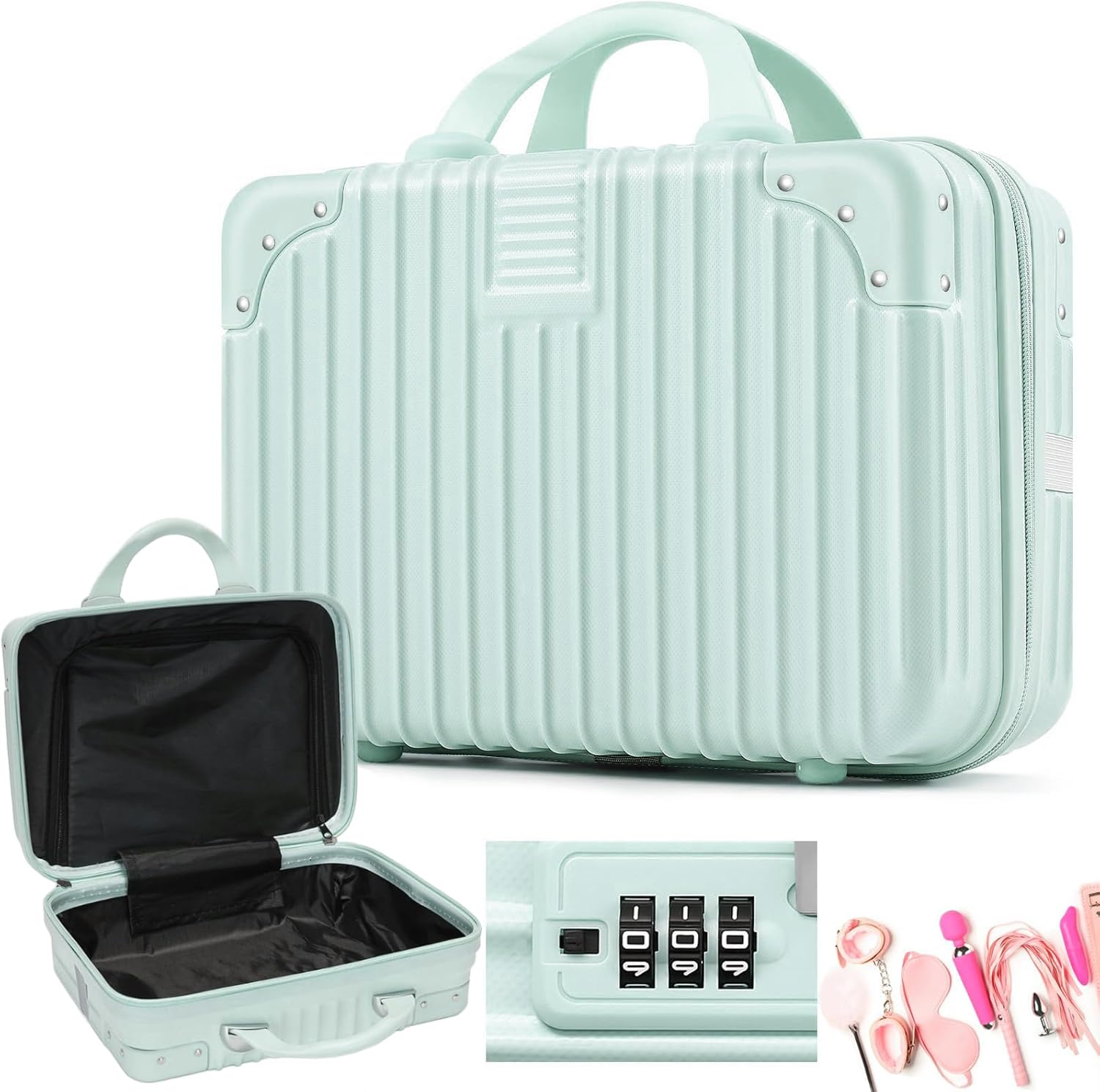 Kitchess Adult Game Toy Storage Organizer, 14-Inch Toy Container with Combination Lock, Locking Case for Storag Private Toy for Women and Men, 33X23X15Cm