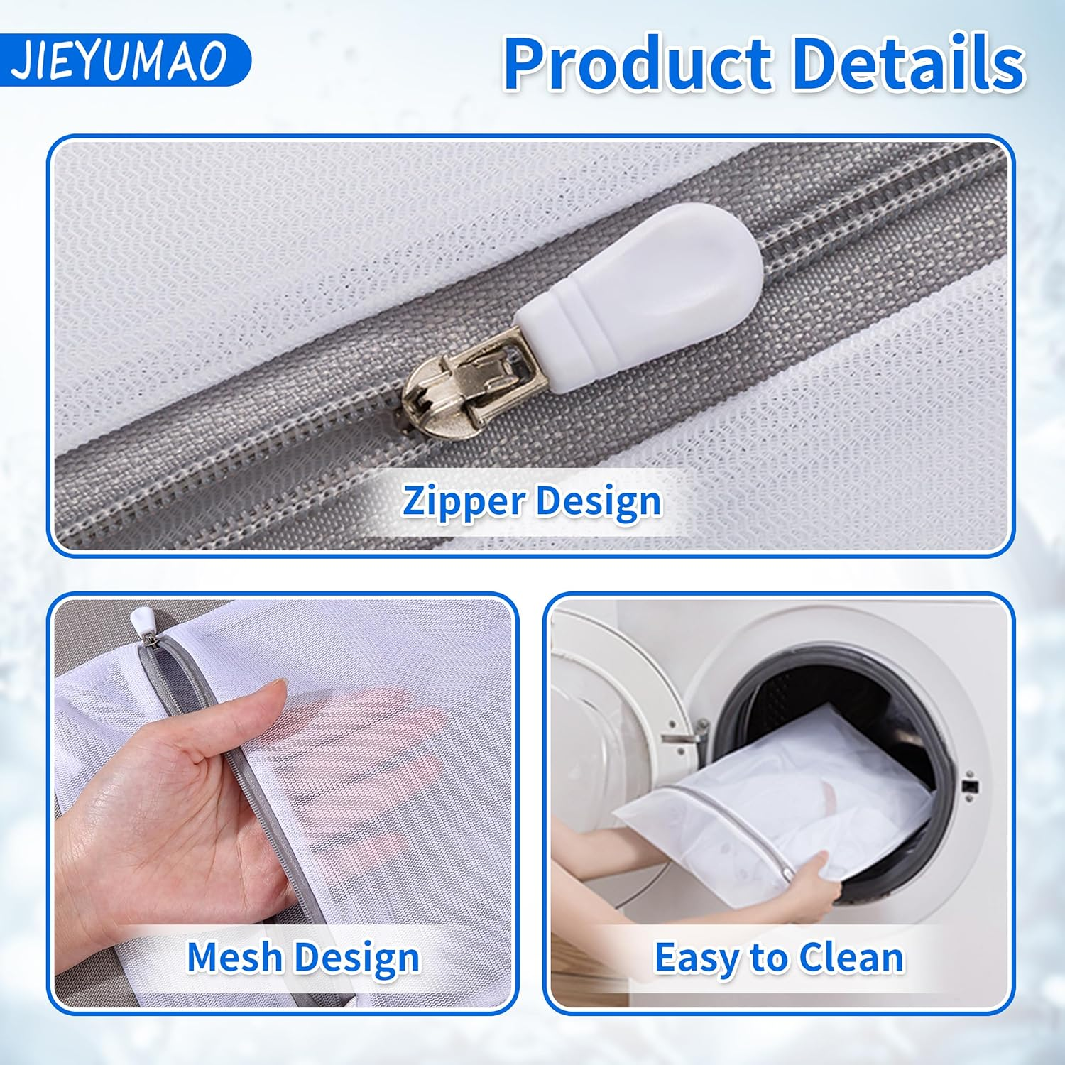 JIEYUMAO Mesh Laundry Bag, 10Pcs Honeycomb Mesh Laundry Bags, 5 Sizes Clothing Washing Bags for Washing Machine, Reusable Wash Bag Delicates Laundry Bags for Blouse Hosiery Underwear image number 3