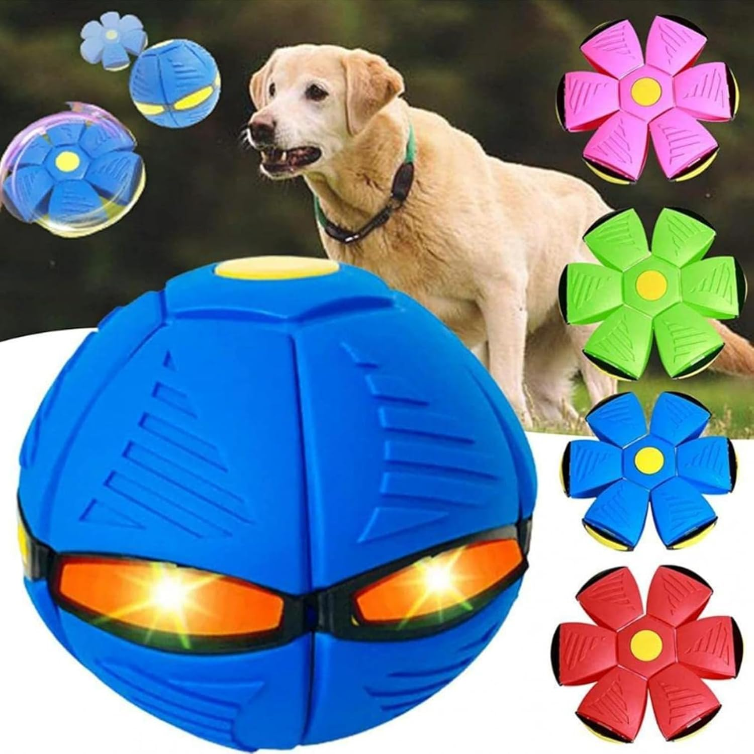Jabron Interactive Ball for Dogs Airball,Wordly Deals Air Ball for Dogs,Doggie Disc Ball, Doggie Disk Ball, Bounce Pop Ball for Dogs, Best Gifts for Small Dogs-Red||No Light Model image number 2