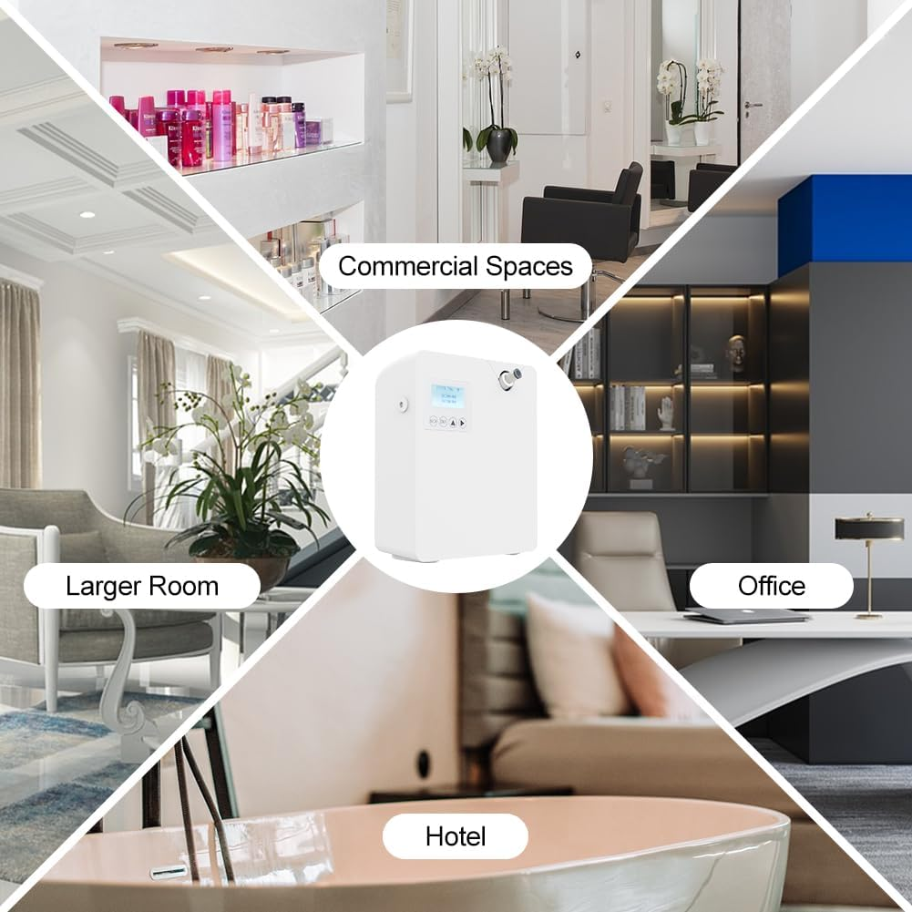 Smart Scent Air Machine, 300ML Essential Oil Diffuser with Touch Screen/Bluetooths/Wifi Remote App Control, 2000 Sq.Ft Coverage HVAC Diffuser for Home, Hotel, Office, Bedroom, Spa(White) image number 2