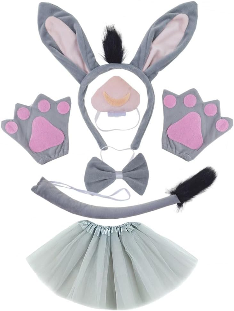 Kids Animals Costume Set with Tutu, Fancy Dress, Ears Headband, Bow Tie, Paws, and Tail, Cosplay Accessory Kit for Girls image number 2