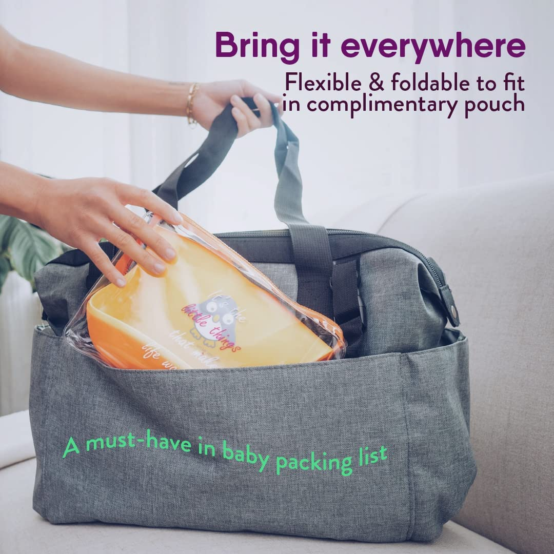 Naturebond Waterproof Silicone Baby Bibs for Babies & Toddlers (2 Pcs) | Free Waterproof Pouch | Wipes Clean Easily, Soft, Unisex, Adorable (Lemonade Yellow & Tangerine Orange)