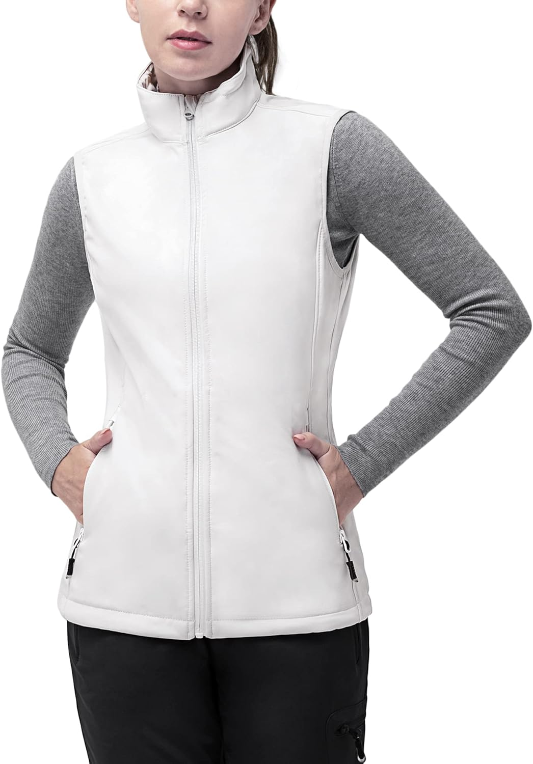33,000Ft Women'S Running Vest Fleece Lined Zip up Windproof Lightweight Softshell Vests Outerwear for Golf Hiking Sports