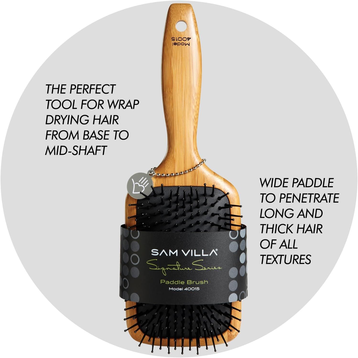 Sam Villa Signature Series Bamboo Paddle Brush, 4.4 Ounce image number 6