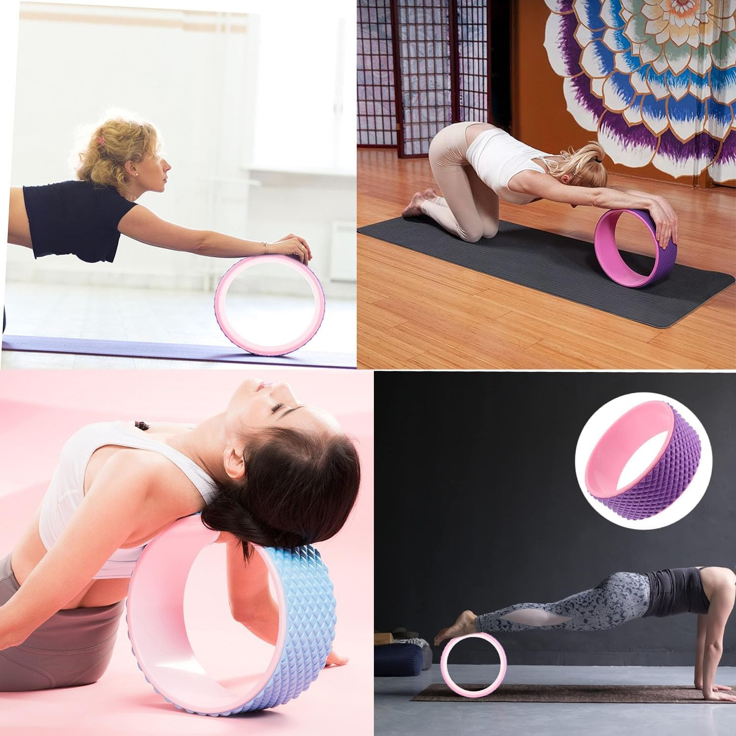 Yoga Wheel, Fitness Yoga Wheel for Stretching Yoga Prop Wheel, Comfortable Support for Yoga Poses and Backbends, Yoga Wheel Back Wheel for Back Pain, Exercise Wheel Yoga Backbend Wheel
