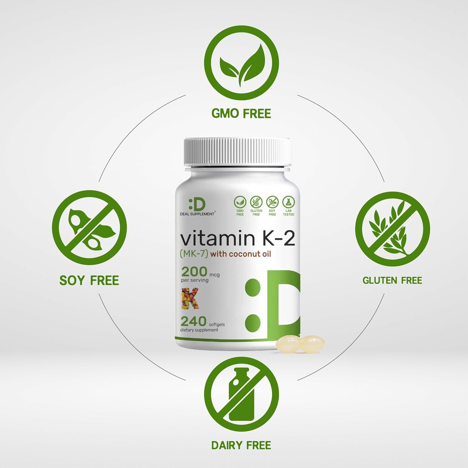 Vitamin K2 MK-7 and MK-4, 150 Mcg per Capsule, 6 Months Supply, Supports Bone Health | Cardiovascular Health - Vitamin K2 Supplement (180 Capsules) image number 5