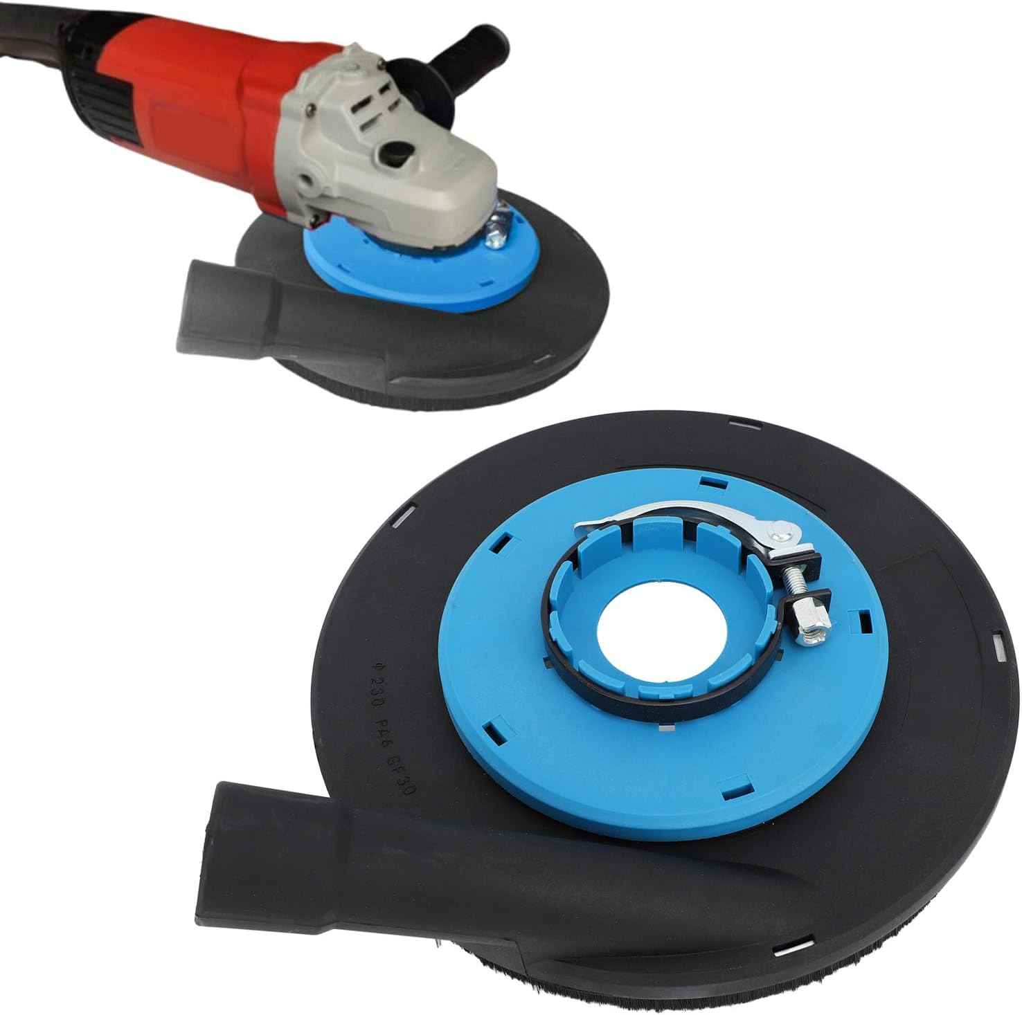 9 Inch Angle Grinder Dust Shroud, Safe and Reliable Efficient Filtration Polishing Surface Grinding Dust Shroud for Stone, Floor, Concrete, Blue Black image number 6