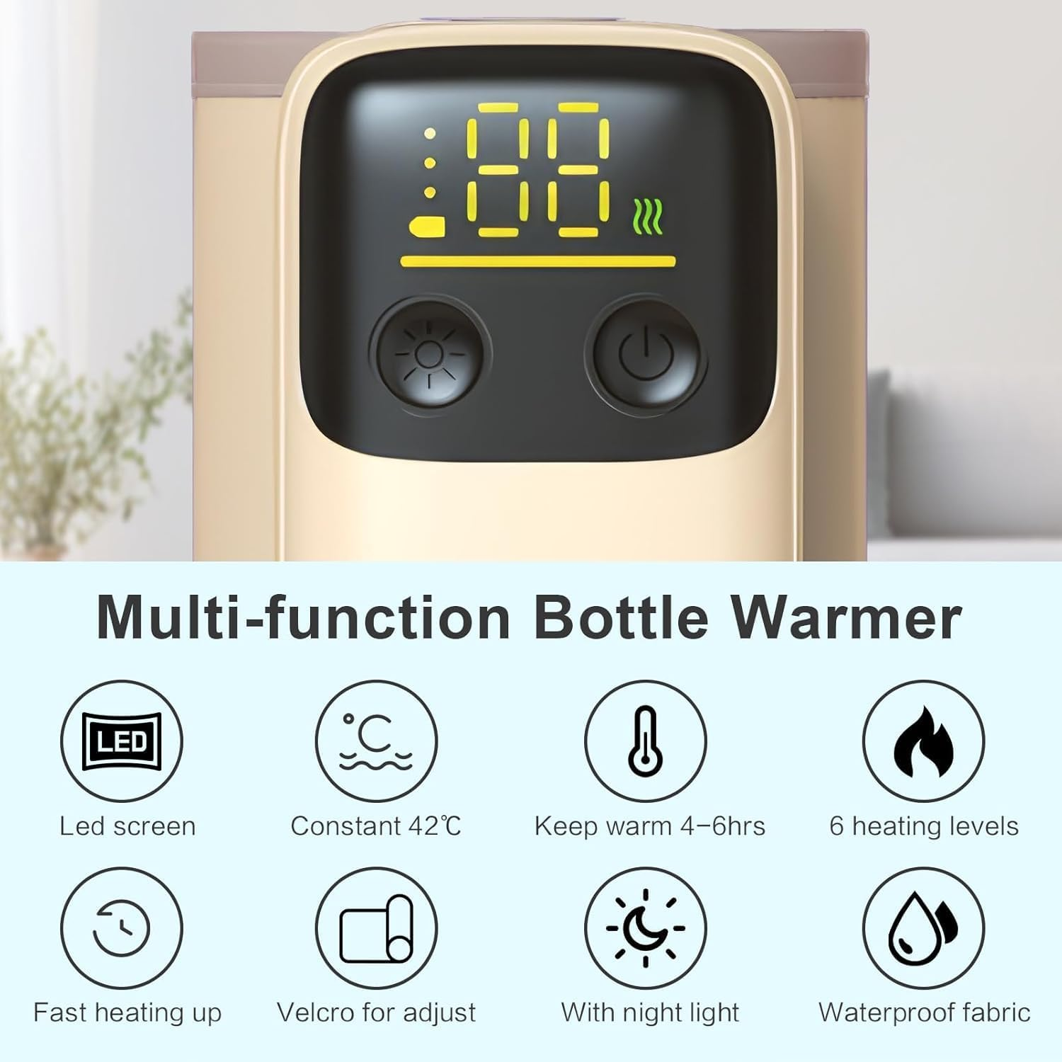 Upgrade Portable Bottle Warmer for Travel, Smart Precise Temperature Control & LCD Night Light Display, Comfortable Baby Feeding on the Go, Feeding While Charging, Fast-Charging,Warming for 4-7 Hours image number 4
