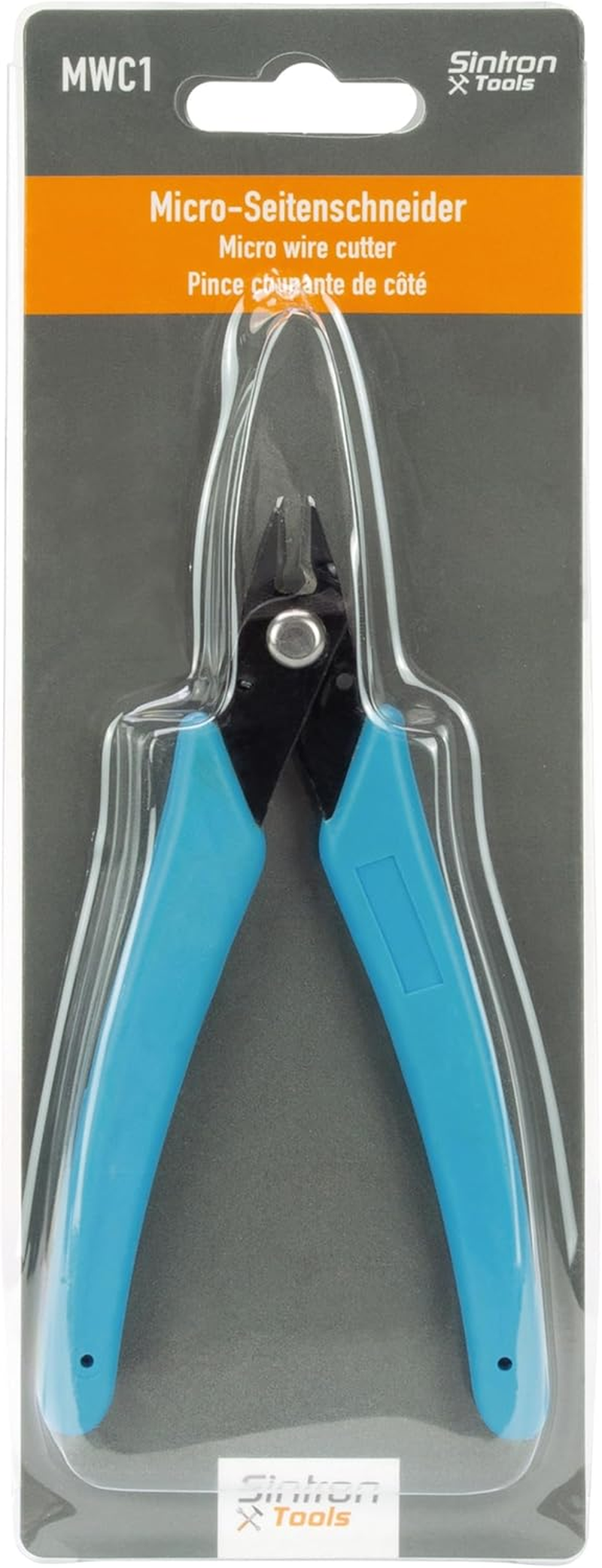 Sintron Tools MWC1 Micro Side Cutters, Angled Wire Cutter, Mini Precision Pliers, Rubberised Handle, Spring Return