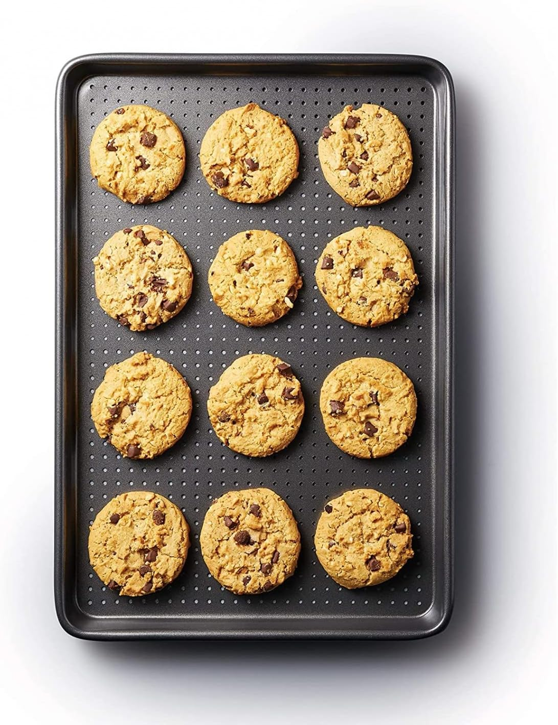 Masterclass Crusty Bake, Baking Tray with PTFE, PFOA and BPA Free Non Stick, Robust 1Mm Thick Carbon Steel, Cookie Sheet, Perforated Holes for Ultimate Crisp, Ultra Double Layer, 39X27Cm, Grey image number 5