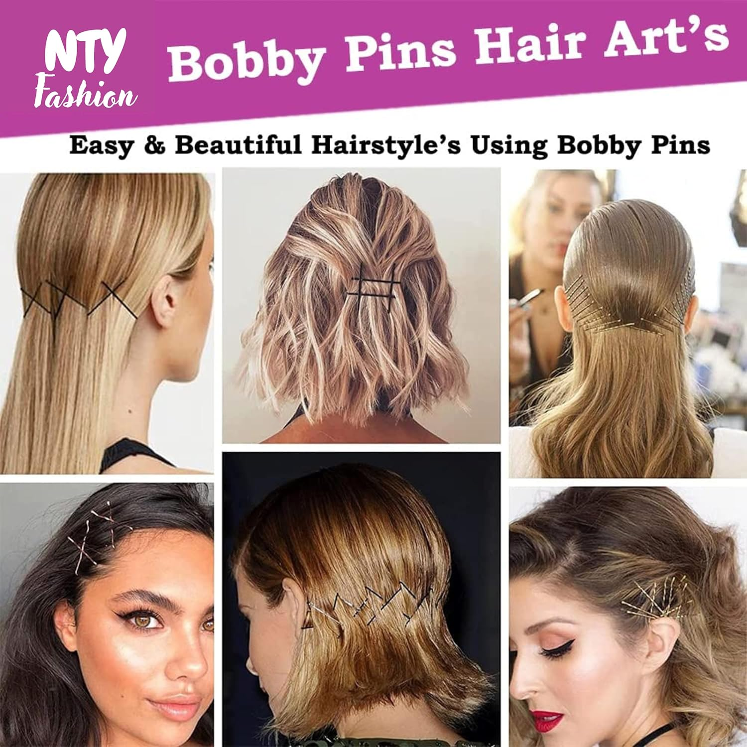 NTY Collections Black Bobby Pins for Women &ndash; 300 Pieces with Storage Box, Strong Grip Hair Pins, Durable Metal Hair Accessories for Thick & Thin Hair, Daily Styling Salon Use - (300Units, Black) image number 2