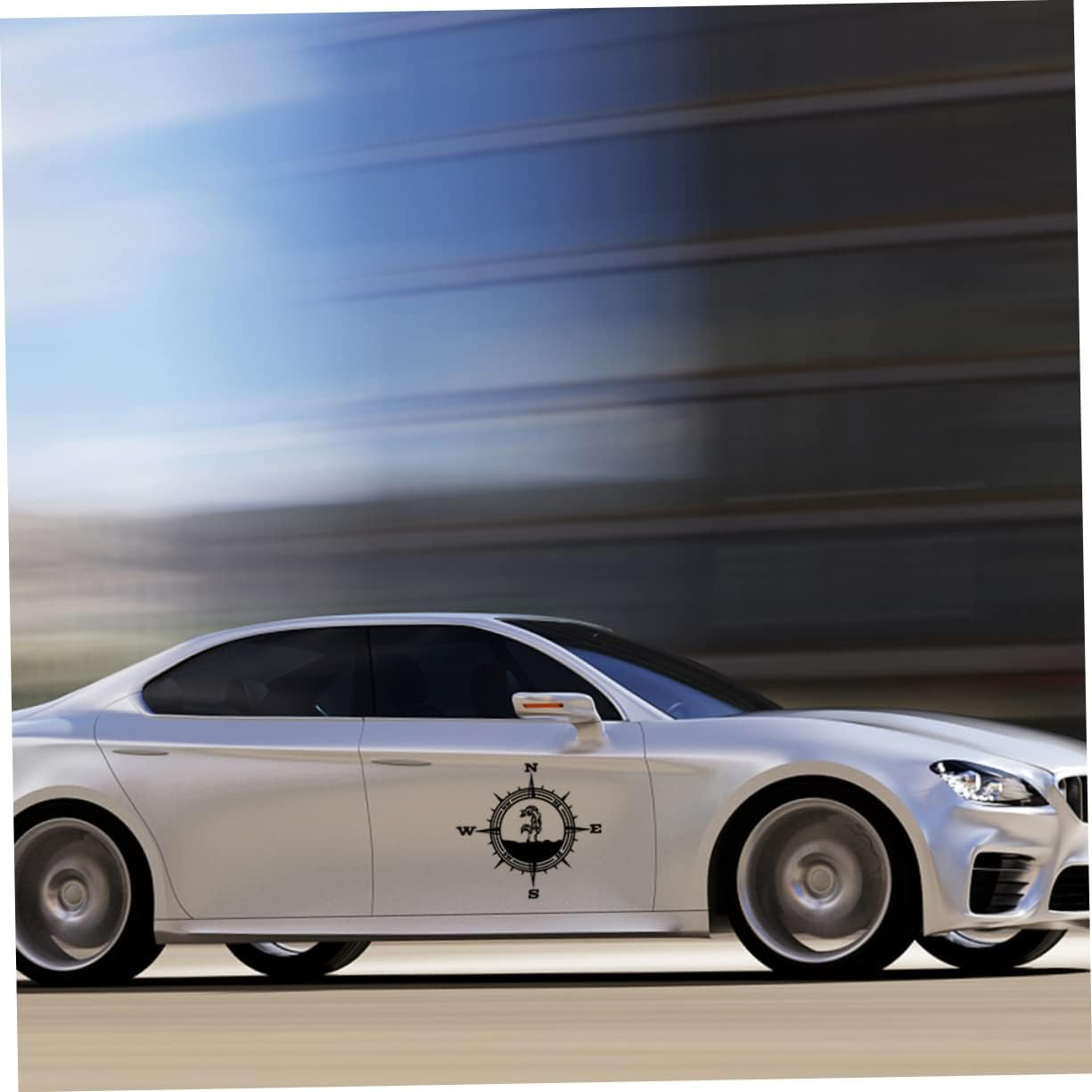 MAGICLULU Compass Mountain Car Stickers Wolf Vinyl Decal Black Vinyl Automotive Hood and Truck Door Vehicle Body Sticker for Outdoor Adventure Vehicles image number 4