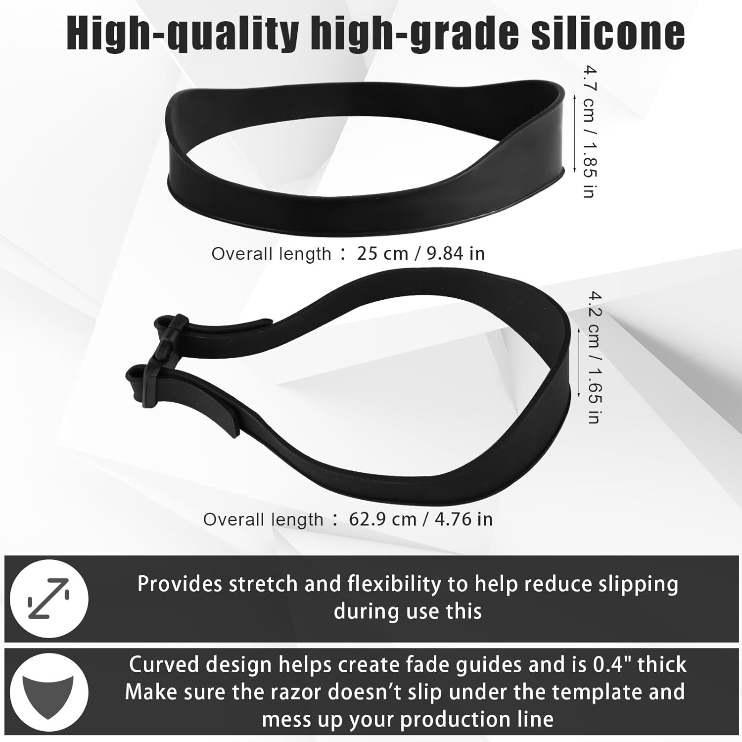 PEUTIER Hair Trimming Guide Men, Black Hair Cut Guides Fade Cutting Tool with 2 Hair Bands Adjustable Neckline Shaving Template for Home Use Barber Shops Hair Salons Makeup Rooms image number 5