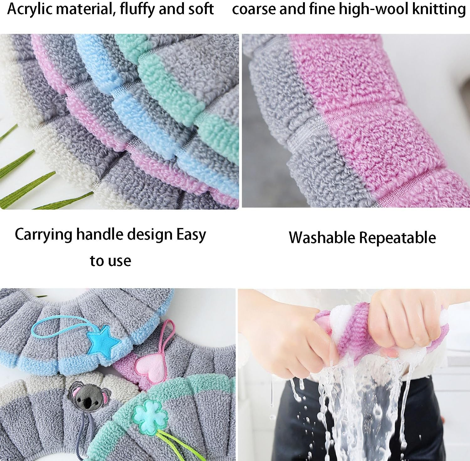 Toilet Seat Cover Pad with Handle 4PCS, Thicker Stretchable Washable Fits All Oval Toilet Seats image number 5